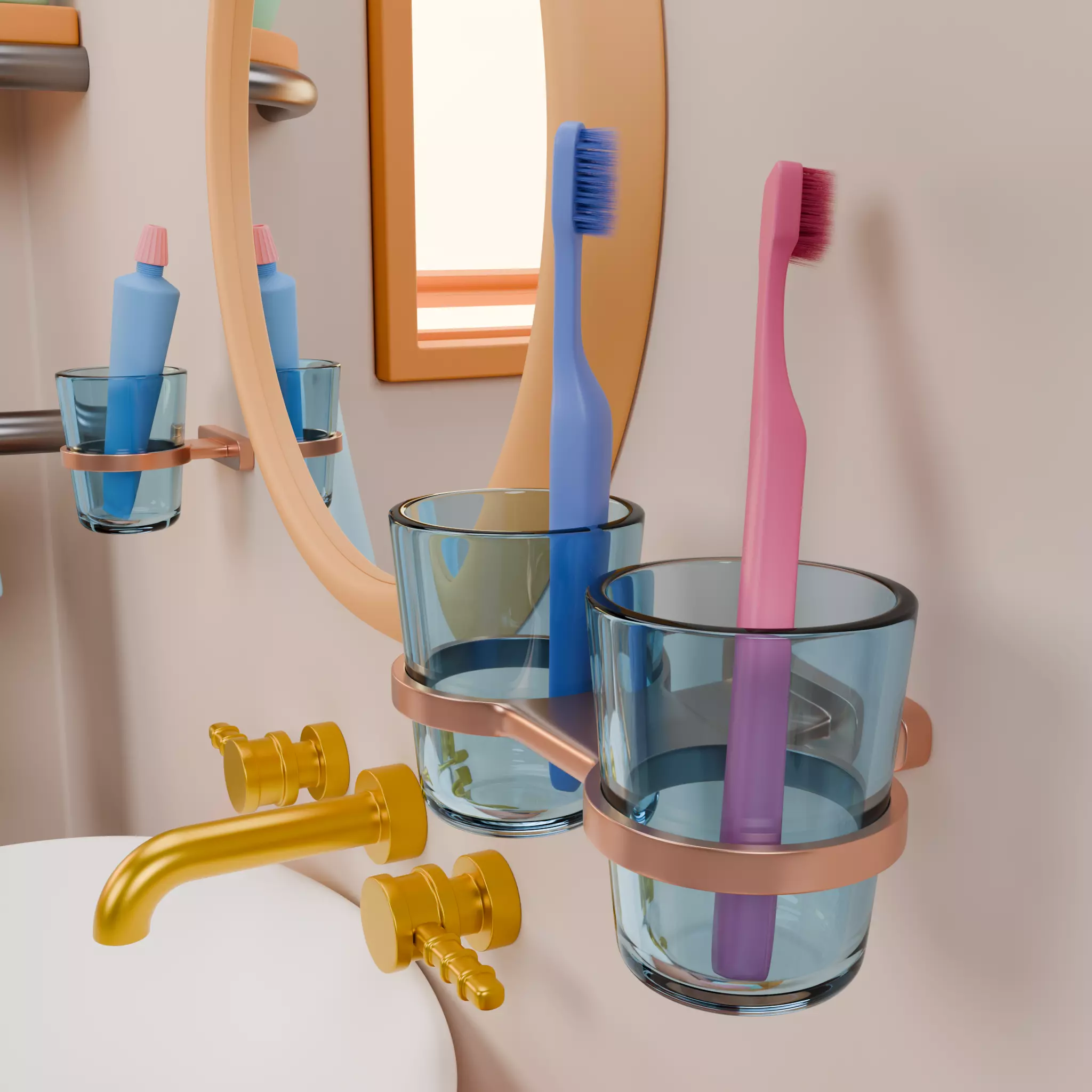 Isometric Bathroom Duo Low-poly 3D model_29