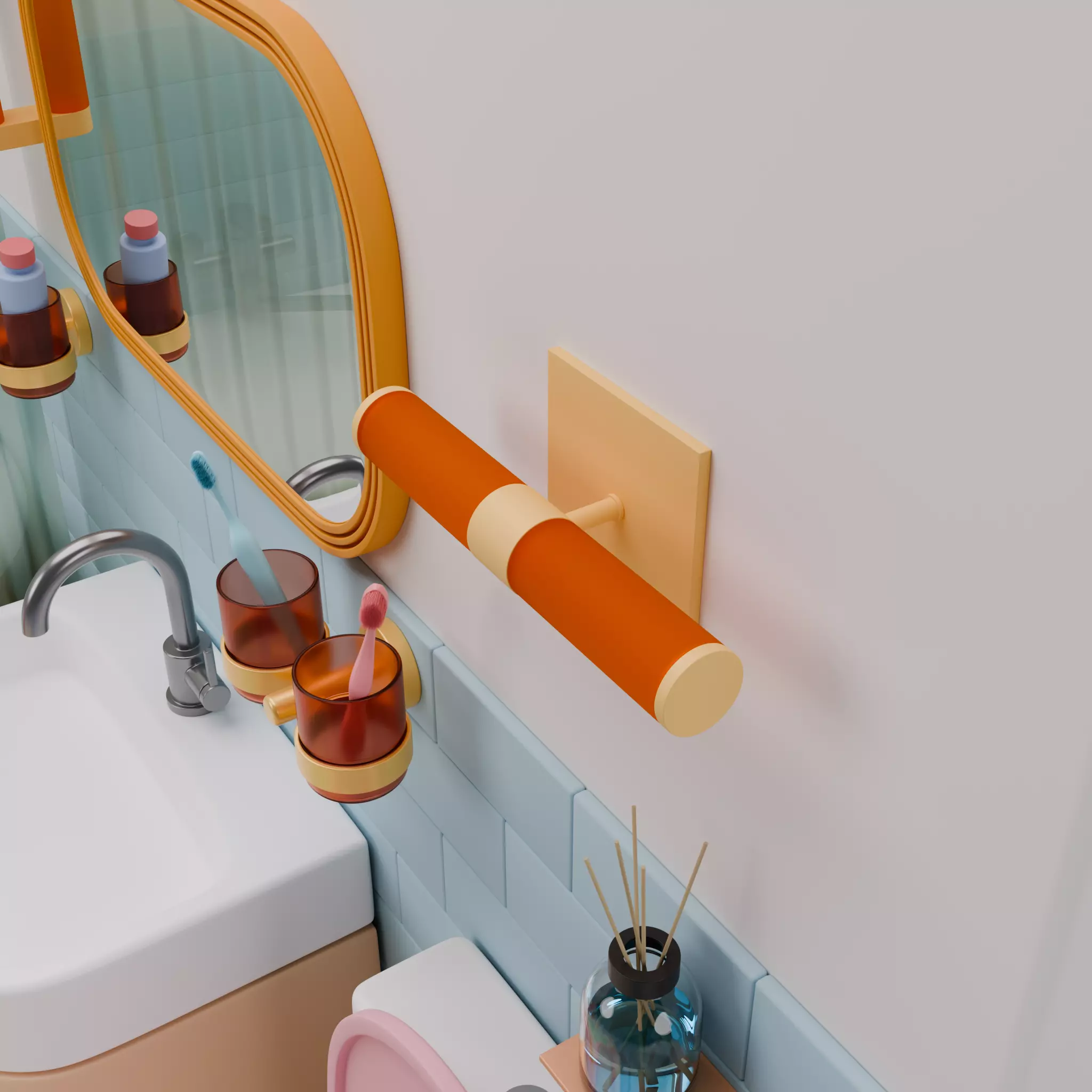 Isometric Bathroom Duo Low-poly 3D model_19