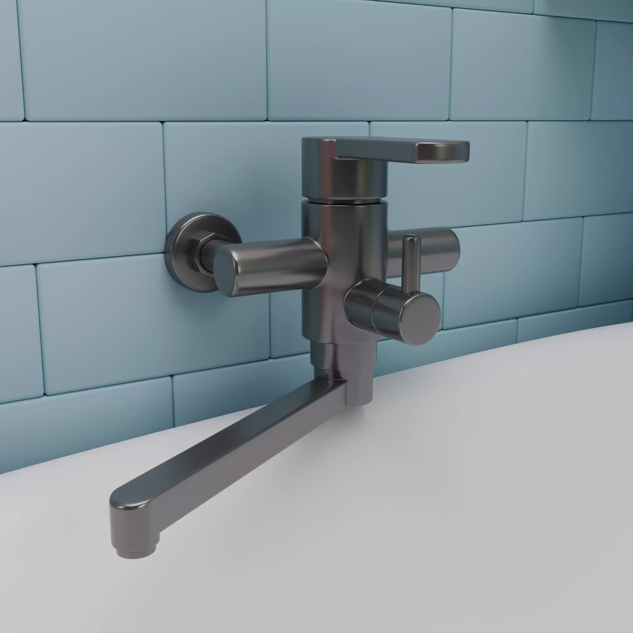 Isometric Bathroom Duo Low-poly 3D model_10