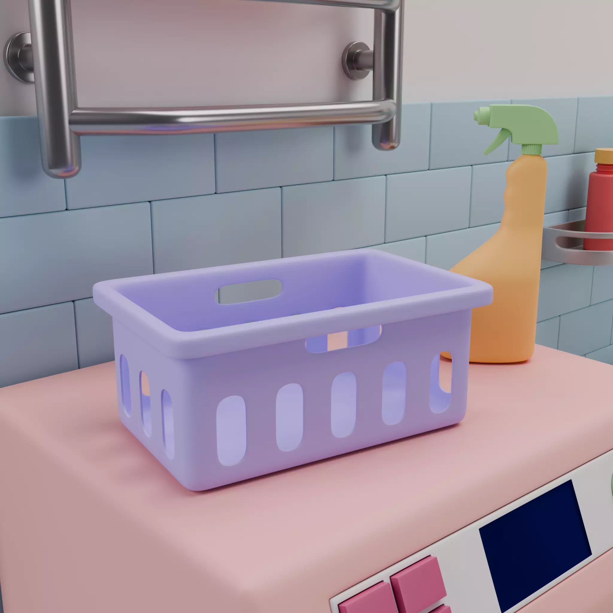 Isometric Bathroom Duo Low-poly 3D model_8