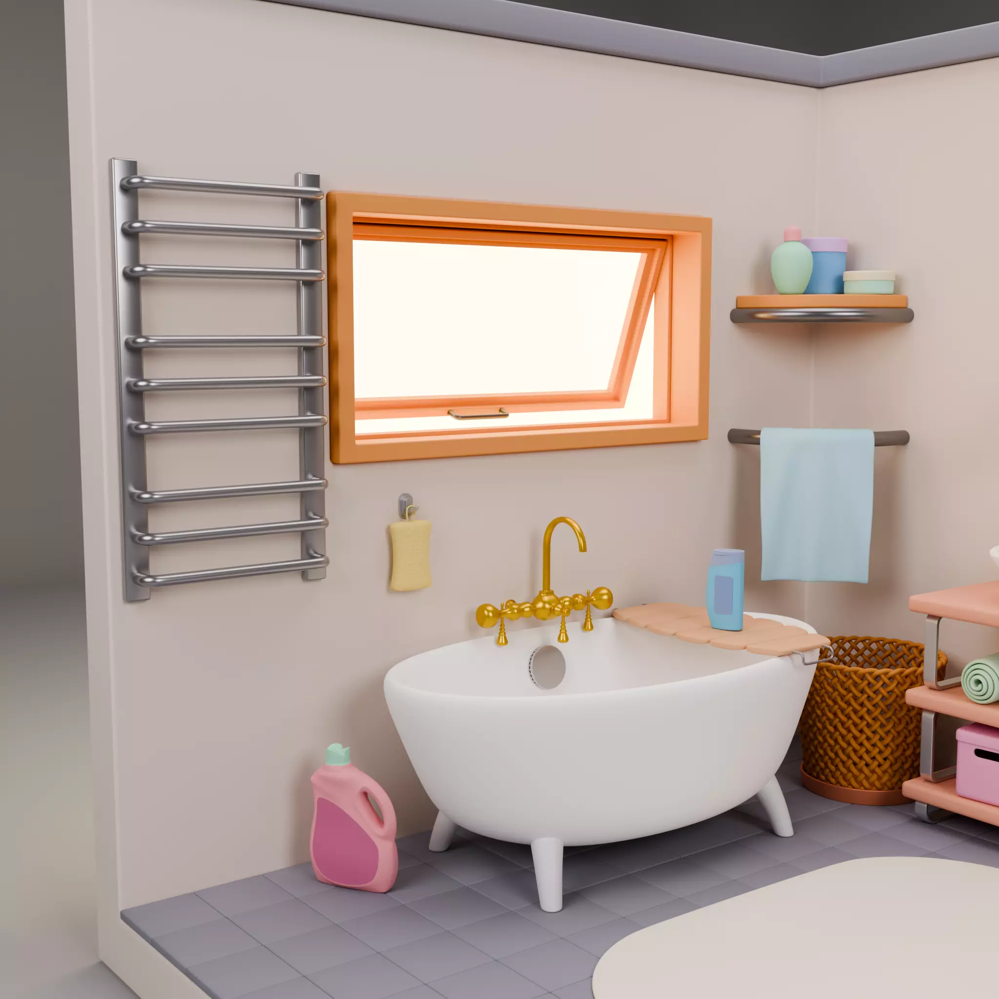 Isometric Bathroom Duo Low-poly 3D model_26