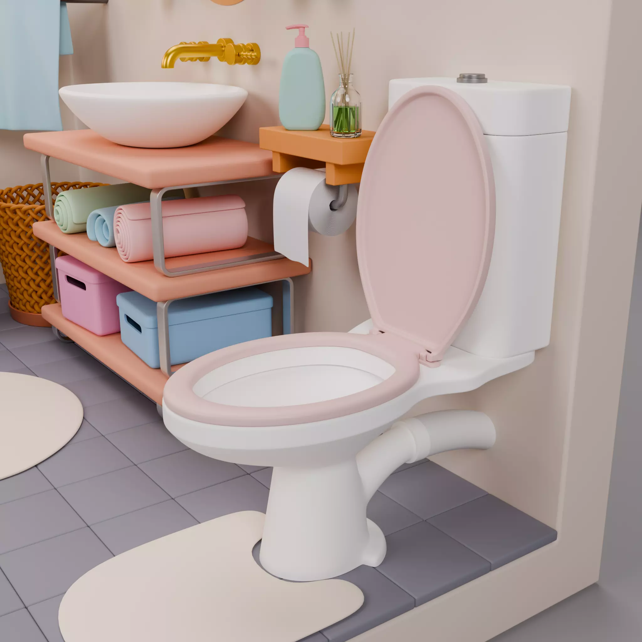 Isometric Bathroom Duo Low-poly 3D model_33