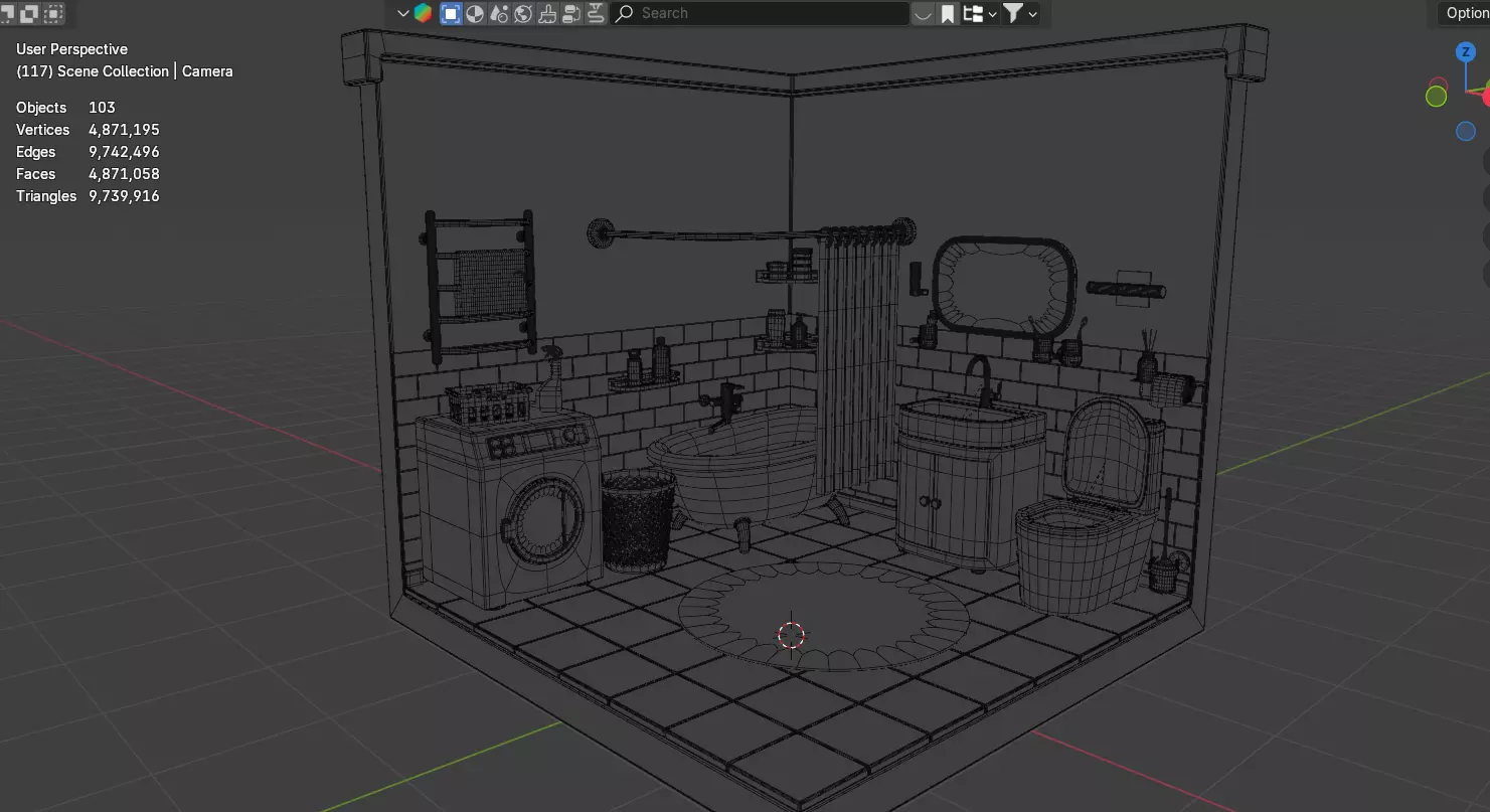 Isometric Bathroom Duo Low-poly 3D model_38