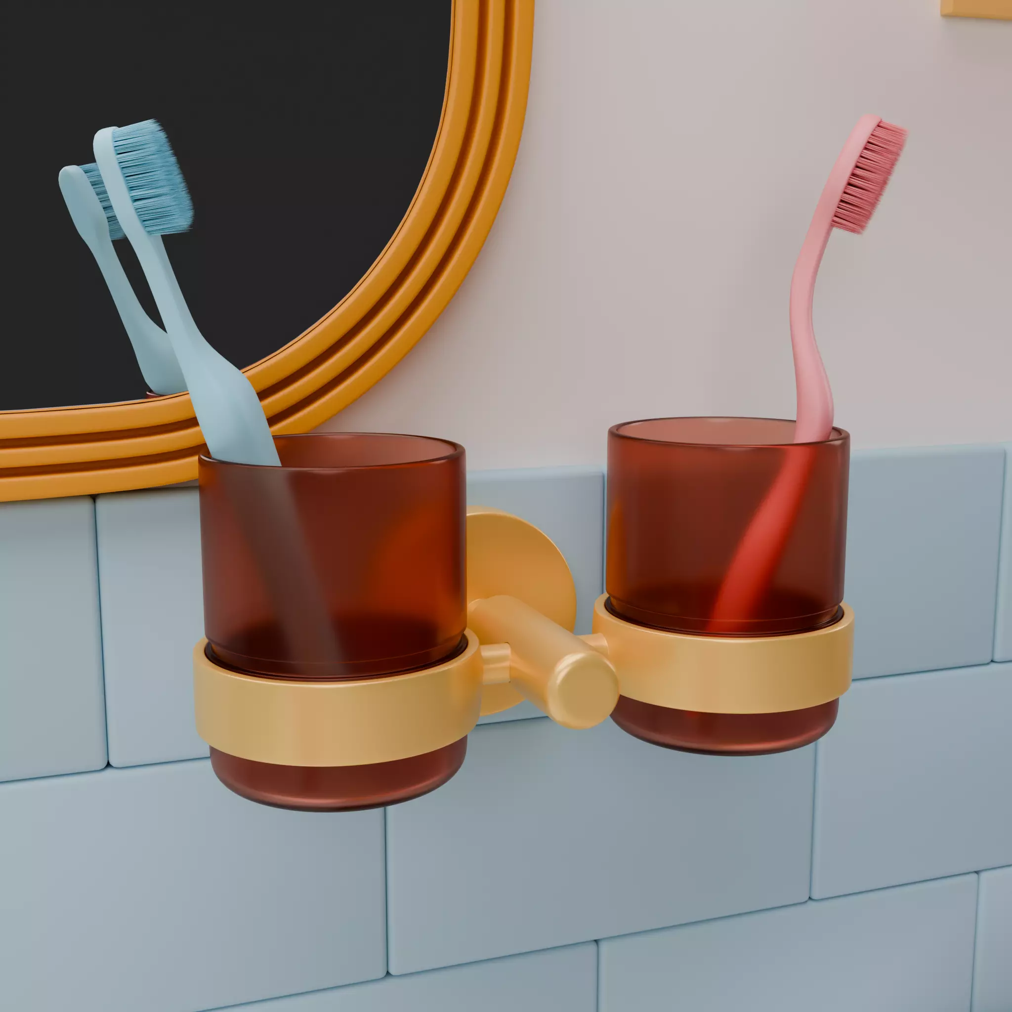 Isometric Bathroom Duo Low-poly 3D model_17