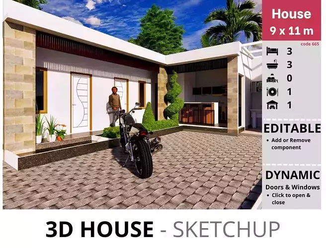 House 9x11m code 665 - Sketchup 3D model 3D model