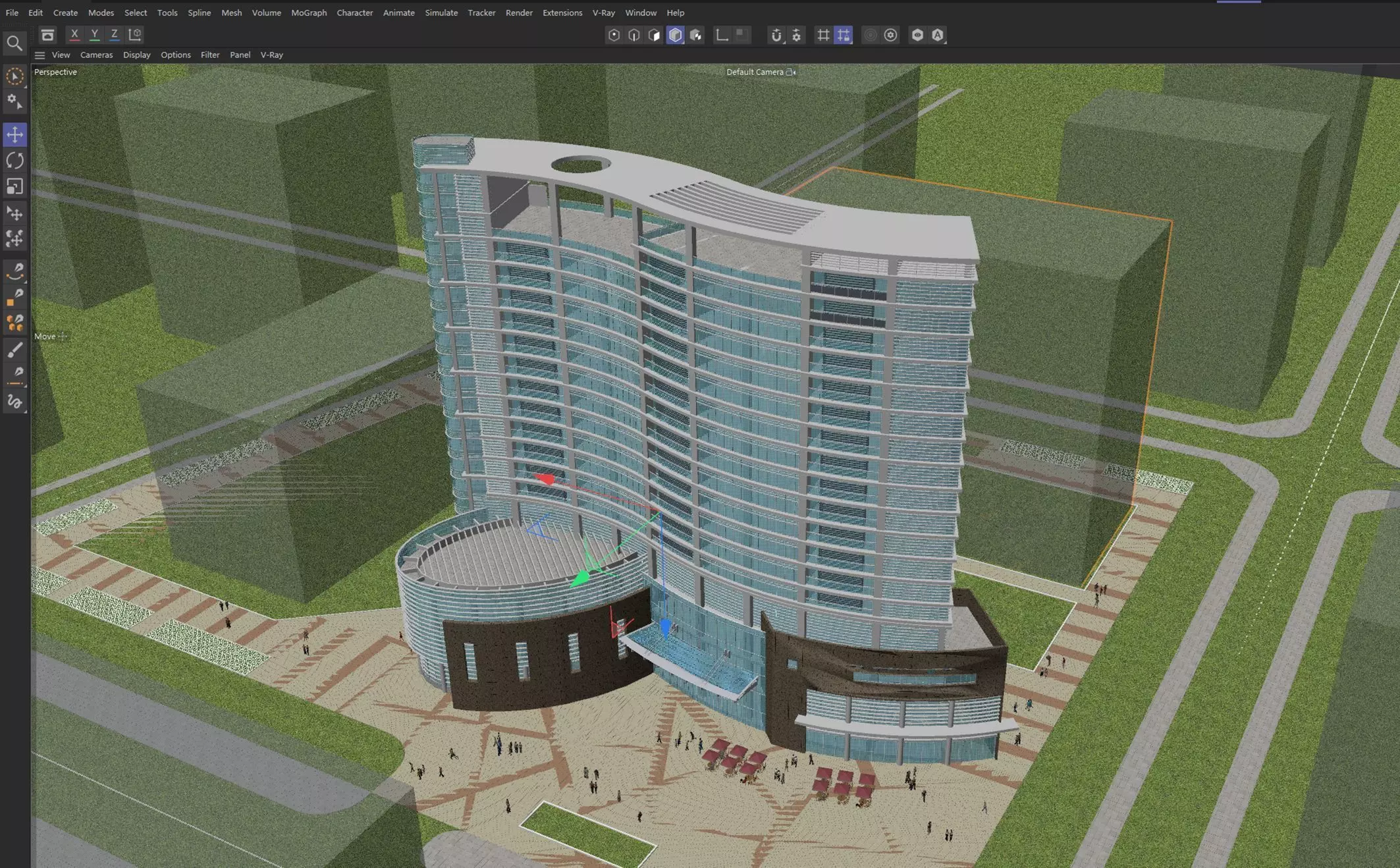 Modern Hotel Tower Exterior 3D model_8