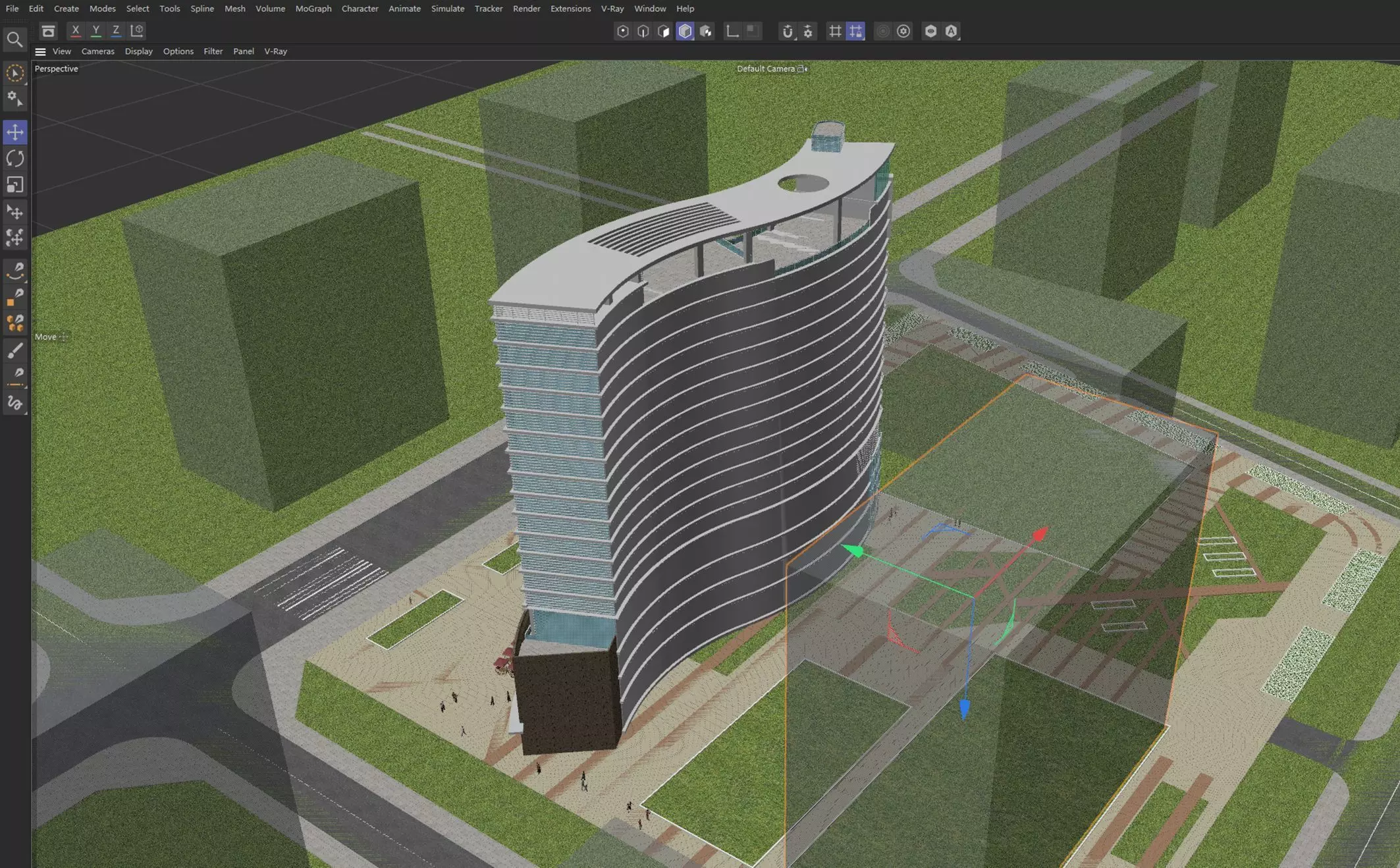 Modern Hotel Tower Exterior 3D model_9