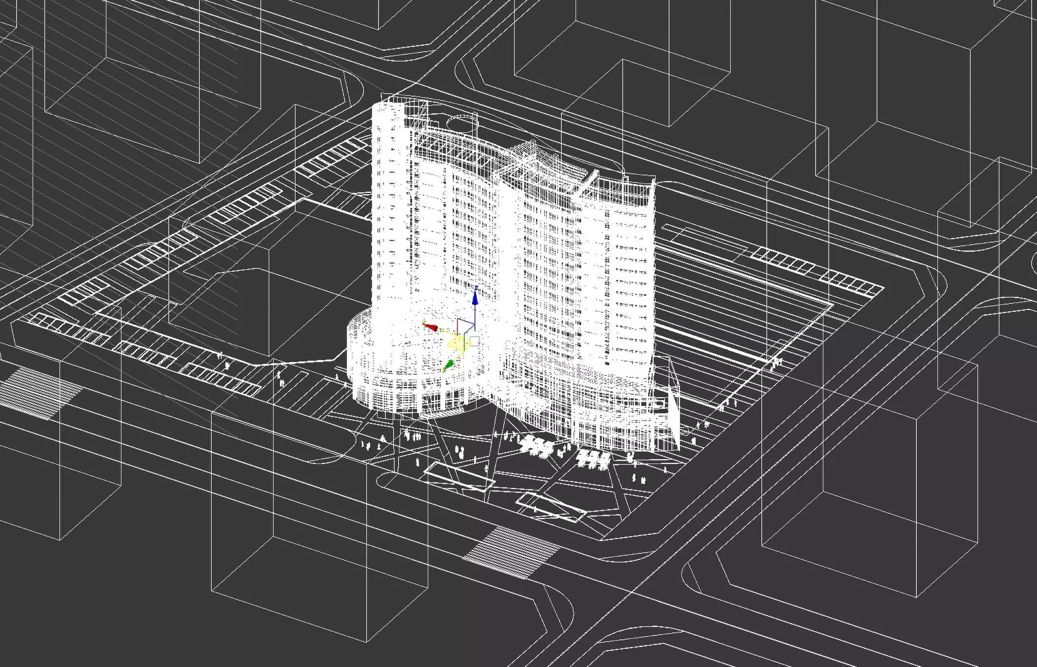 Modern Hotel Tower Exterior 3D model_12