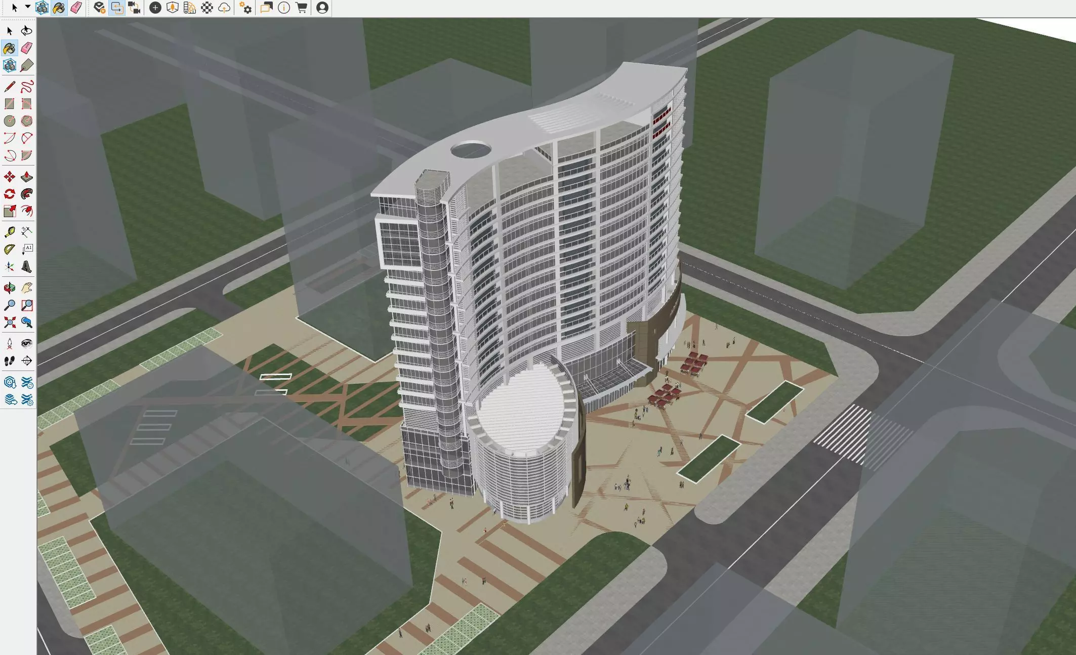 Modern Hotel Tower Exterior 3D model_16