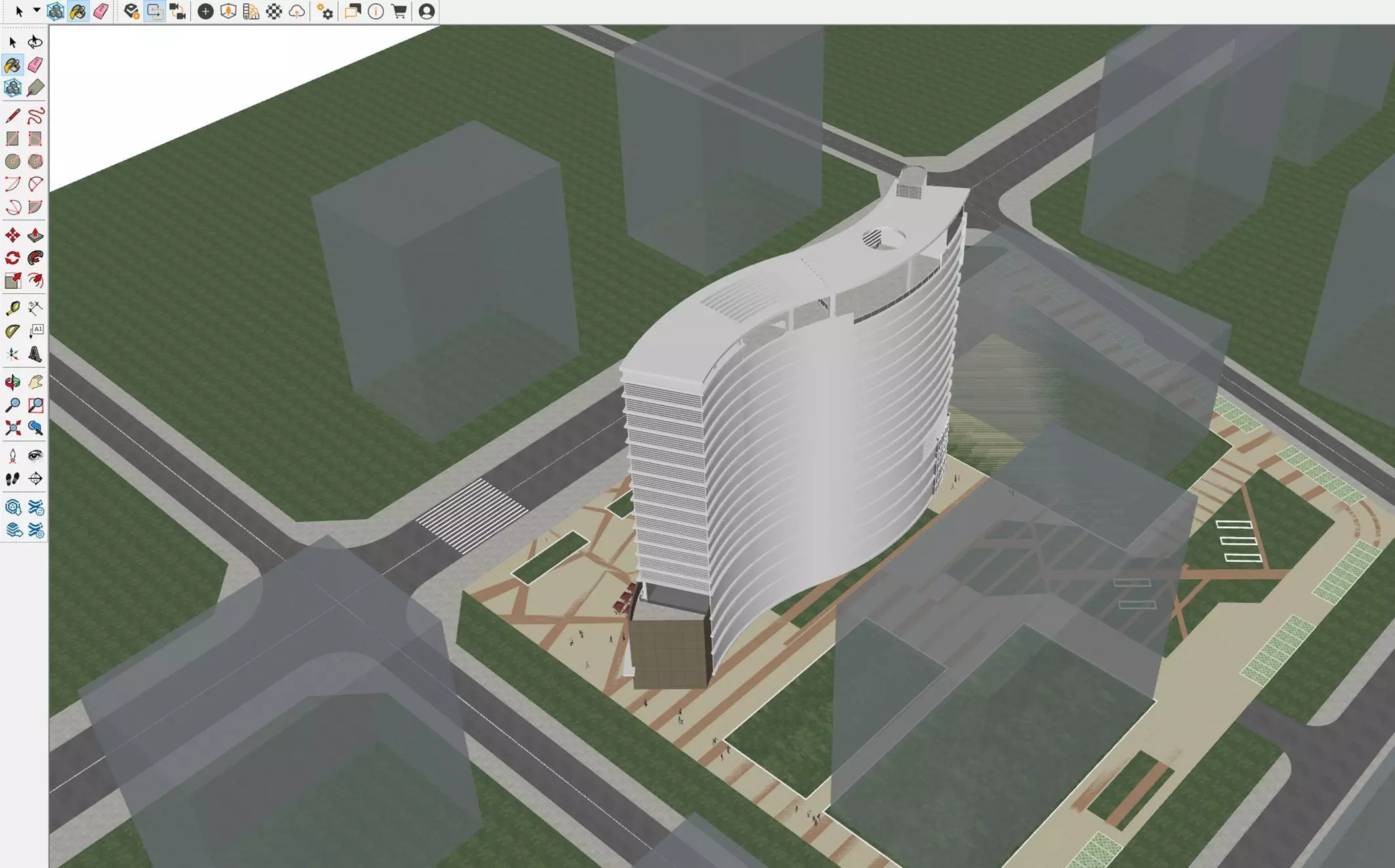 Modern Hotel Tower Exterior 3D model_14