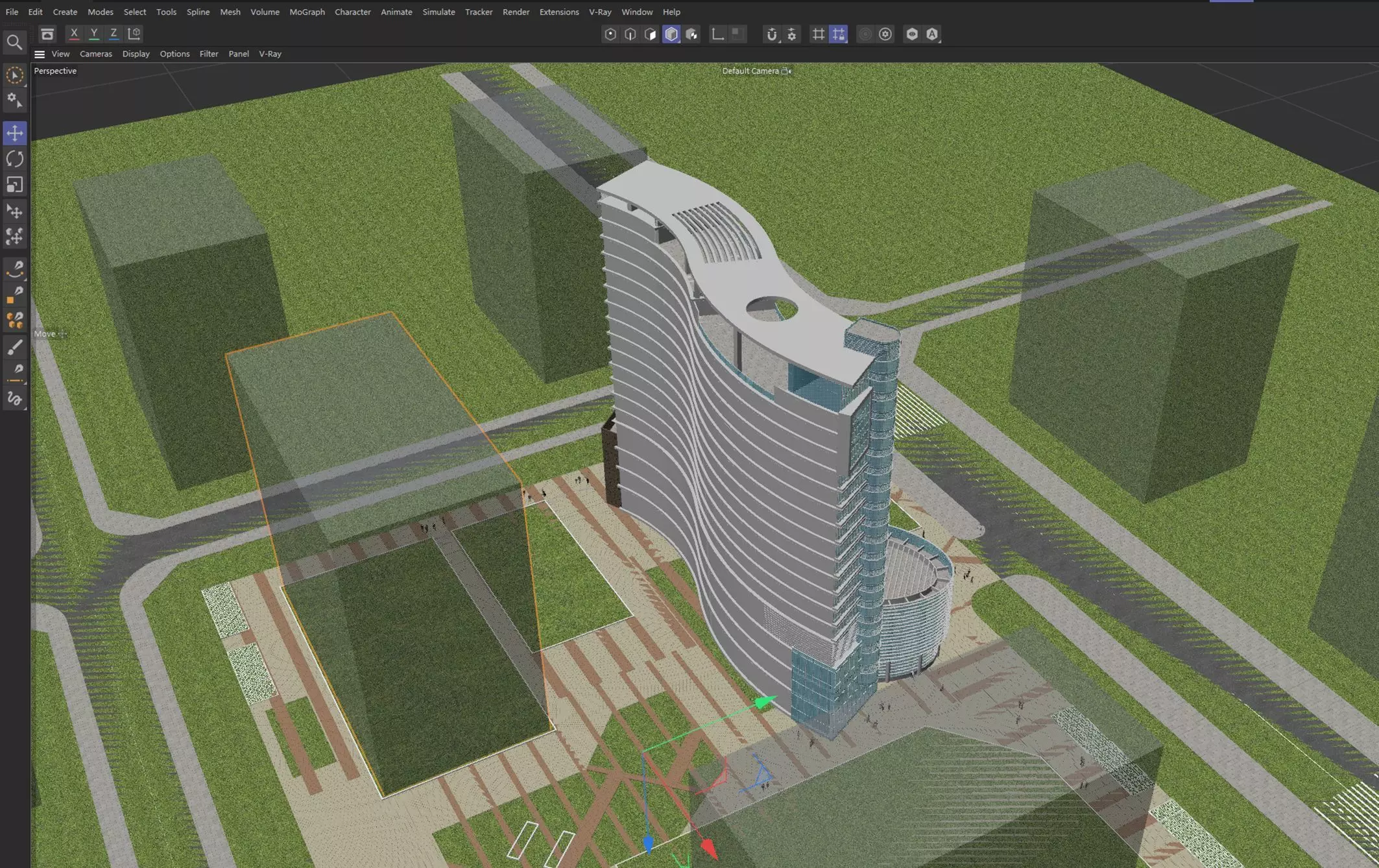 Modern Hotel Tower Exterior 3D model_10