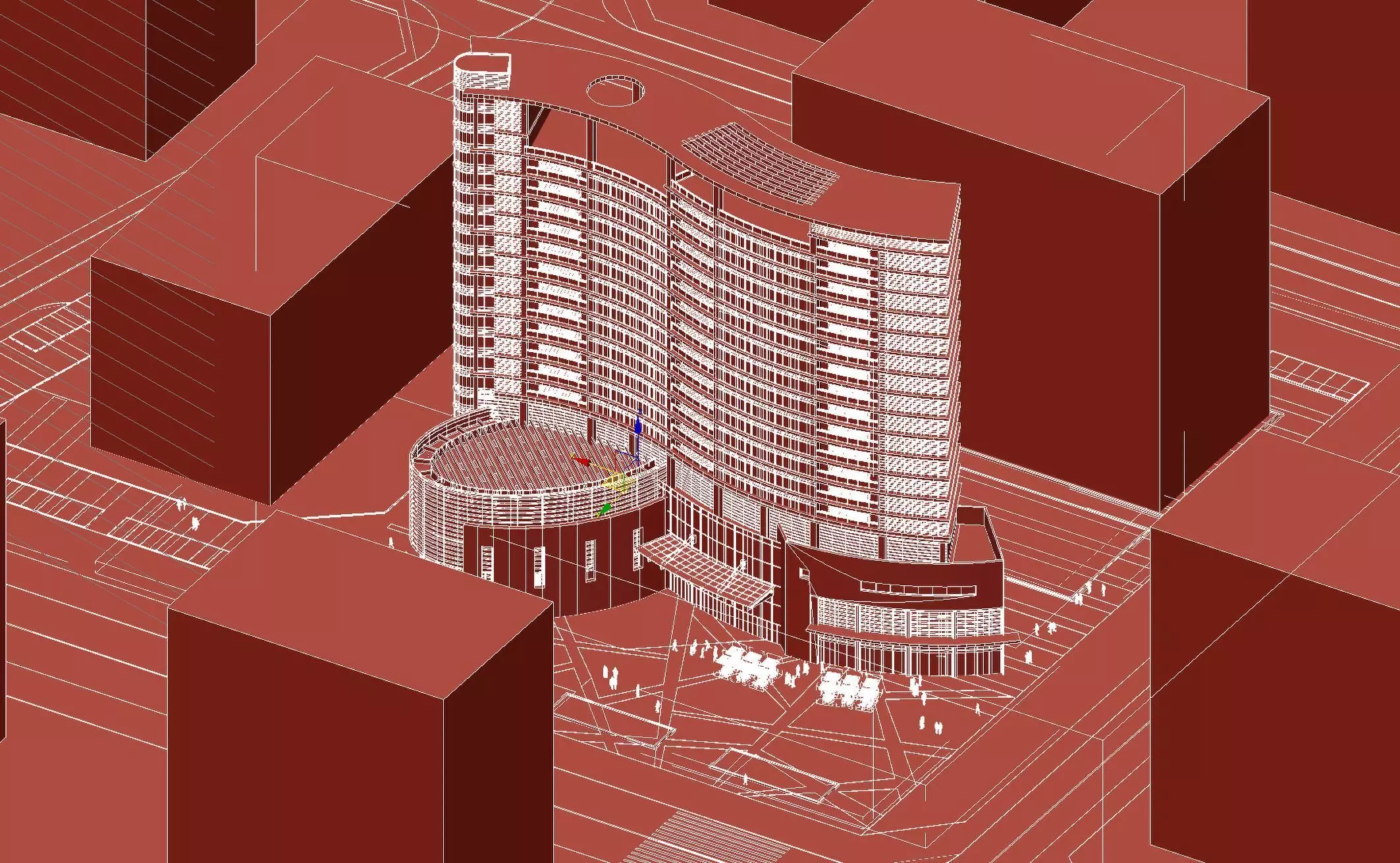 Modern Hotel Tower Exterior 3D model_13