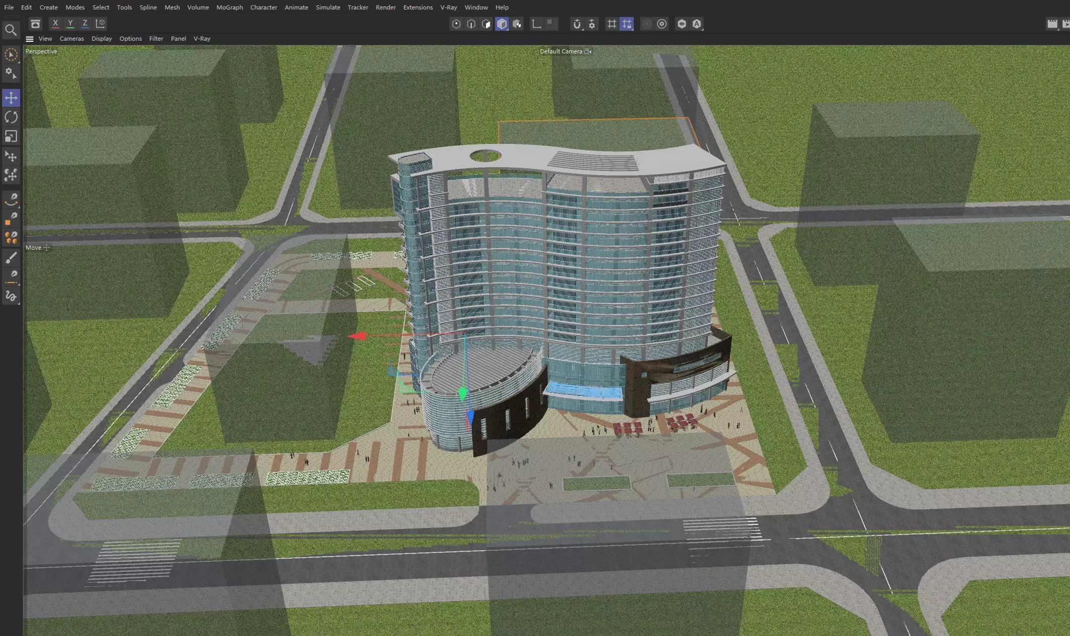 Modern Hotel Tower Exterior 3D model_11