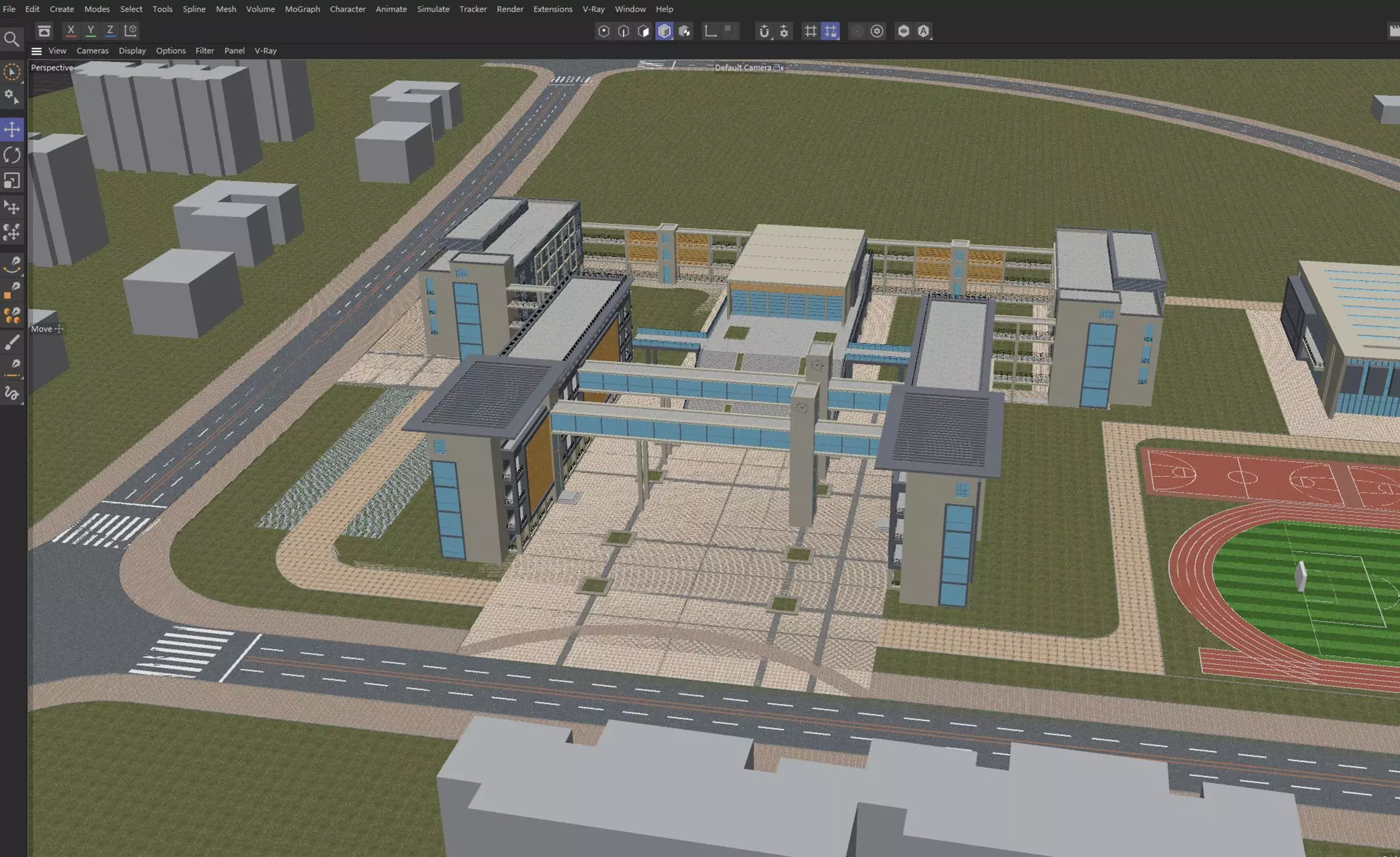 Modern School Campus Exterior 3D model_17