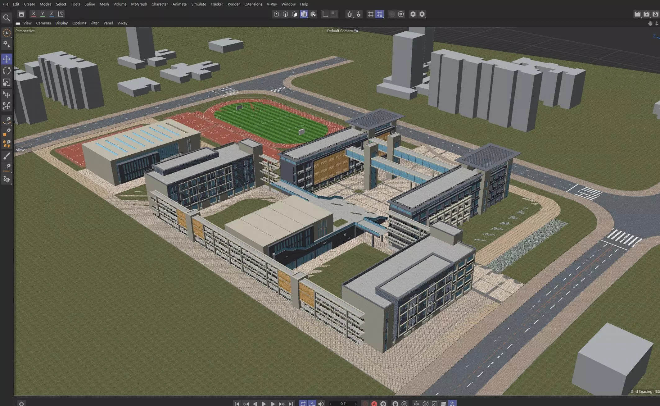 Modern School Campus Exterior 3D model_18