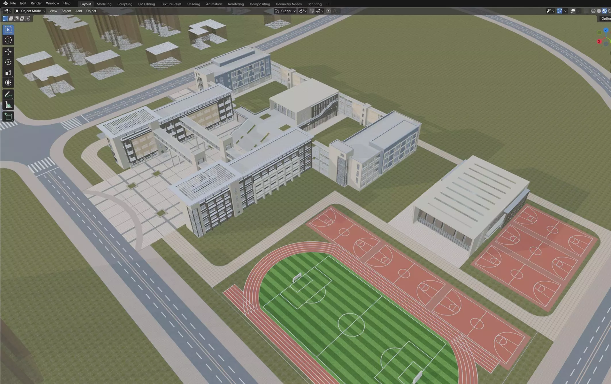 Modern School Campus Exterior 3D model_8