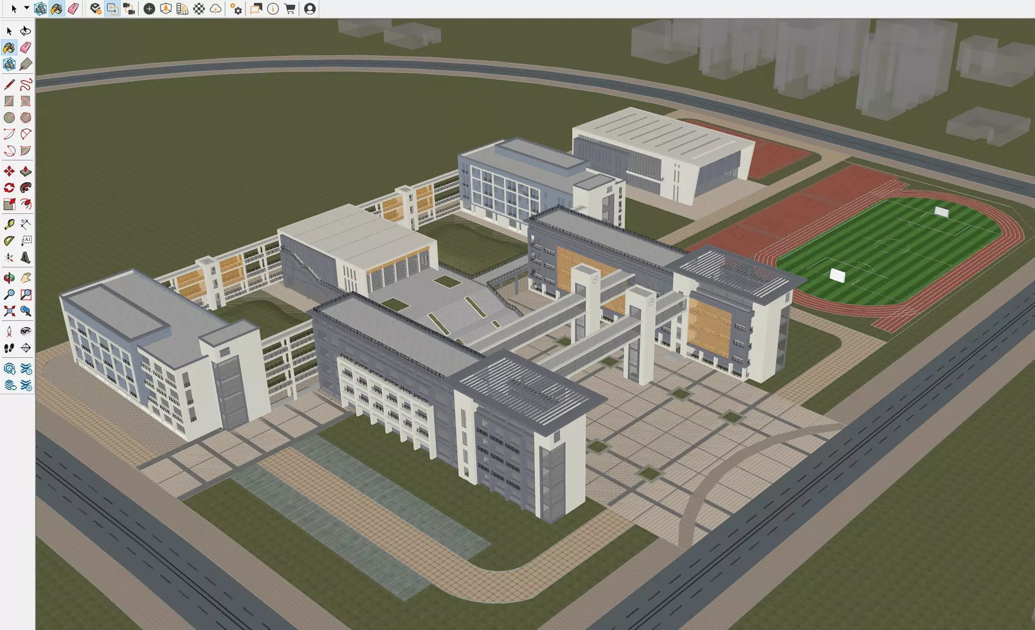 Modern School Campus Exterior 3D model_12