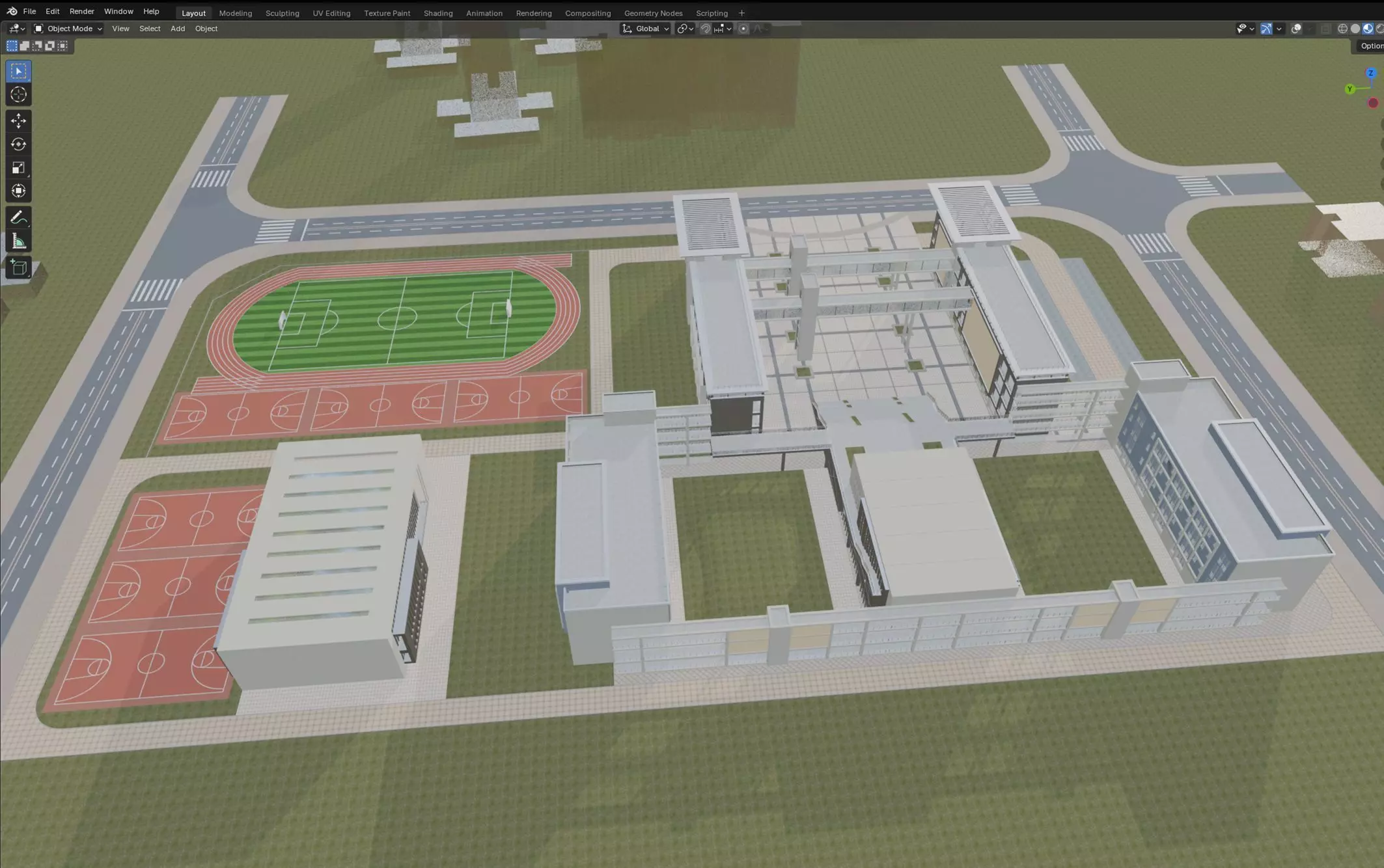 Modern School Campus Exterior 3D model_6