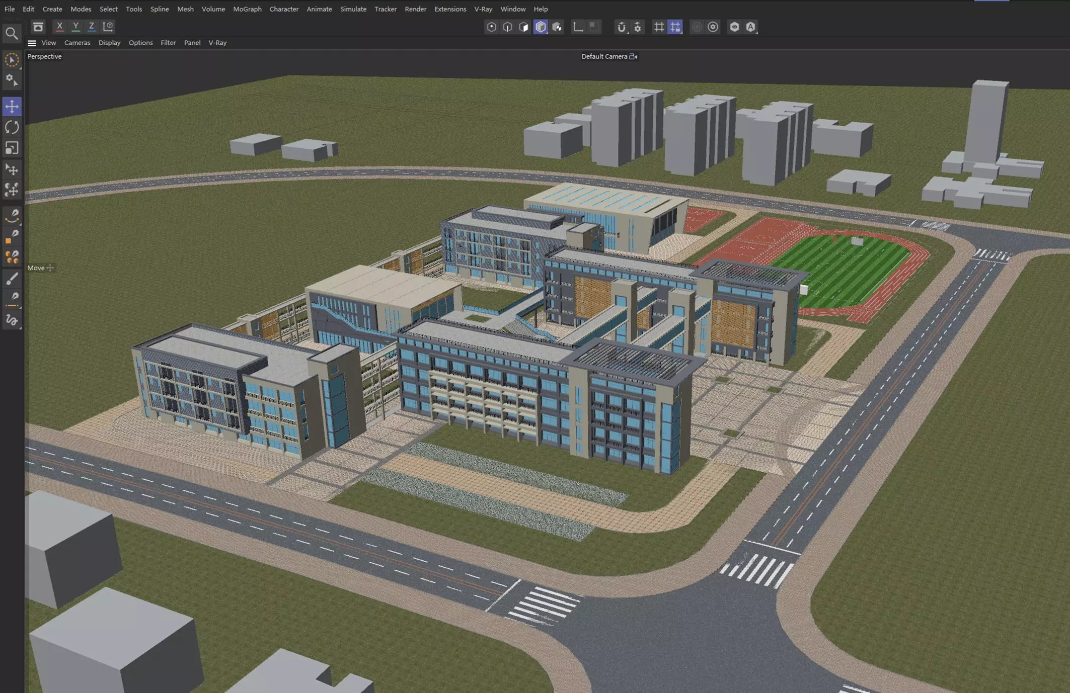 Modern School Campus Exterior 3D model_16