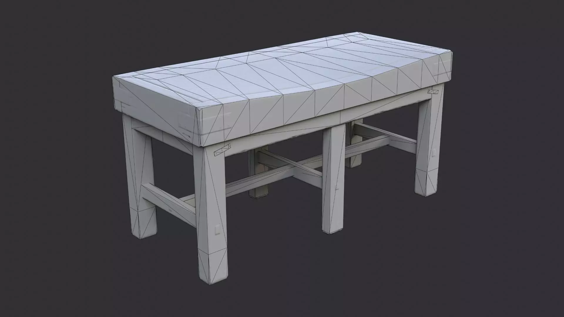 Butcher Table Wooden Rustic Kitchen Workbench Low-poly 3D model_7
