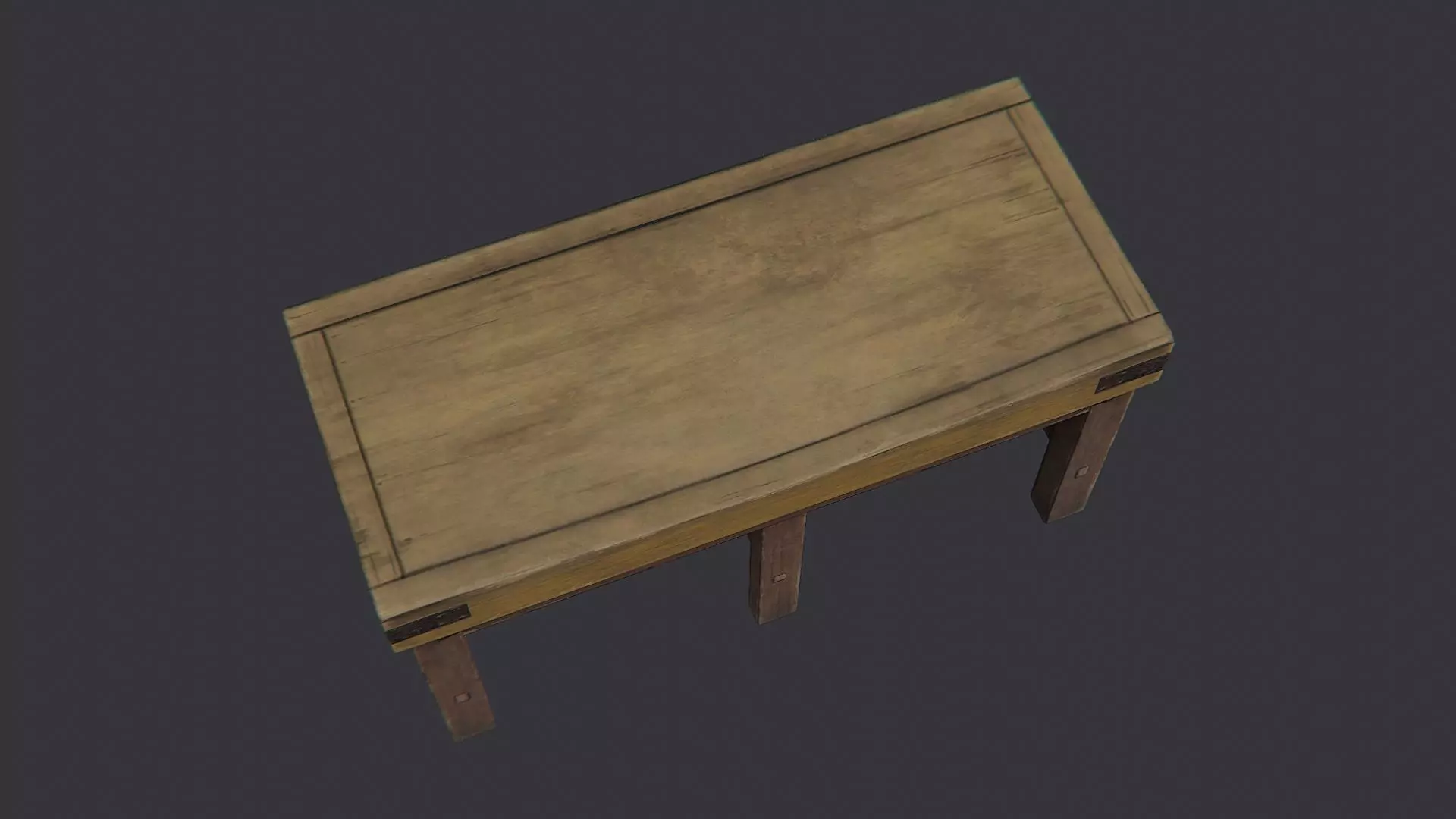 Butcher Table Wooden Rustic Kitchen Workbench Low-poly 3D model_4