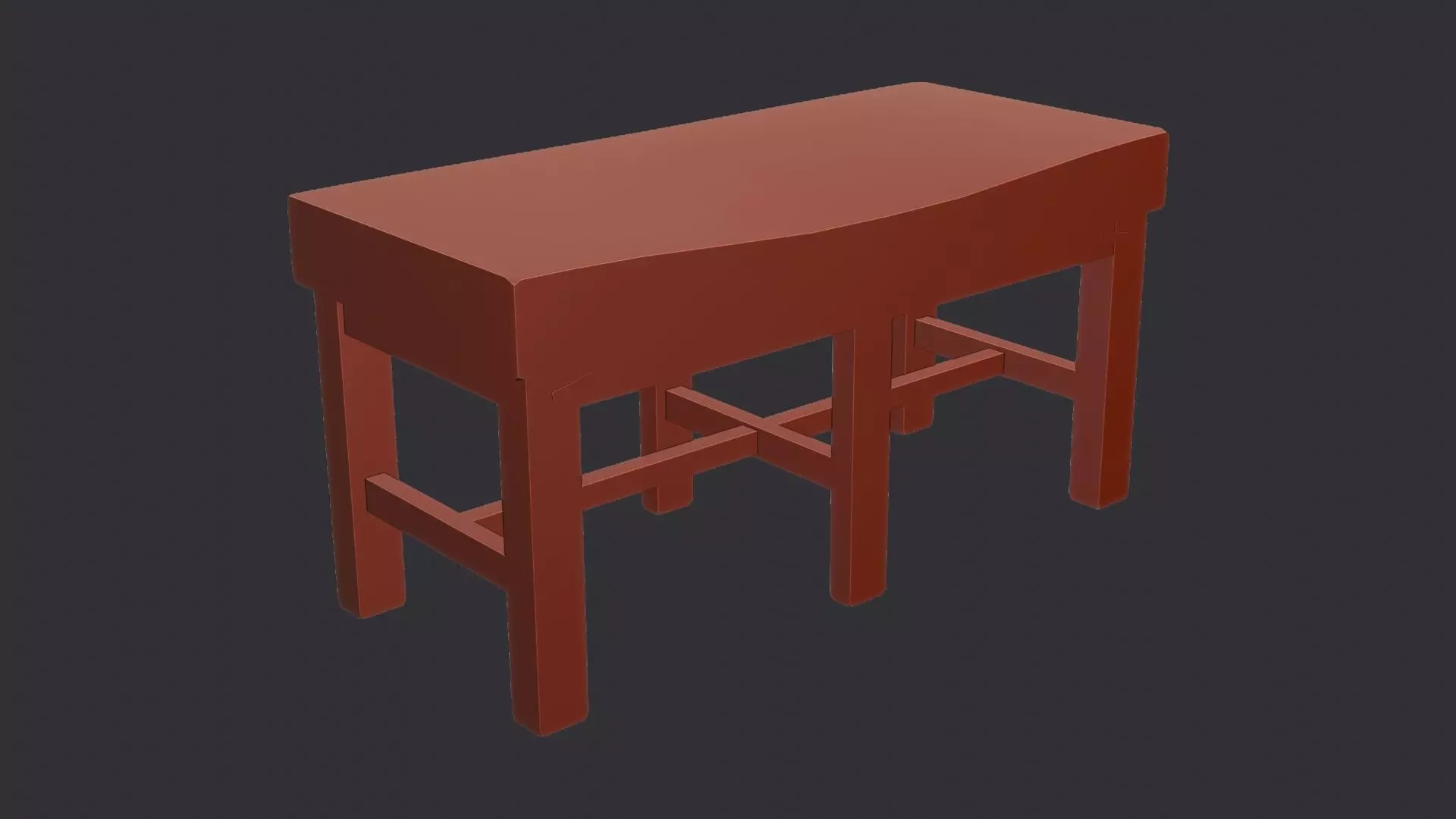 Butcher Table Wooden Rustic Kitchen Workbench Low-poly 3D model_6