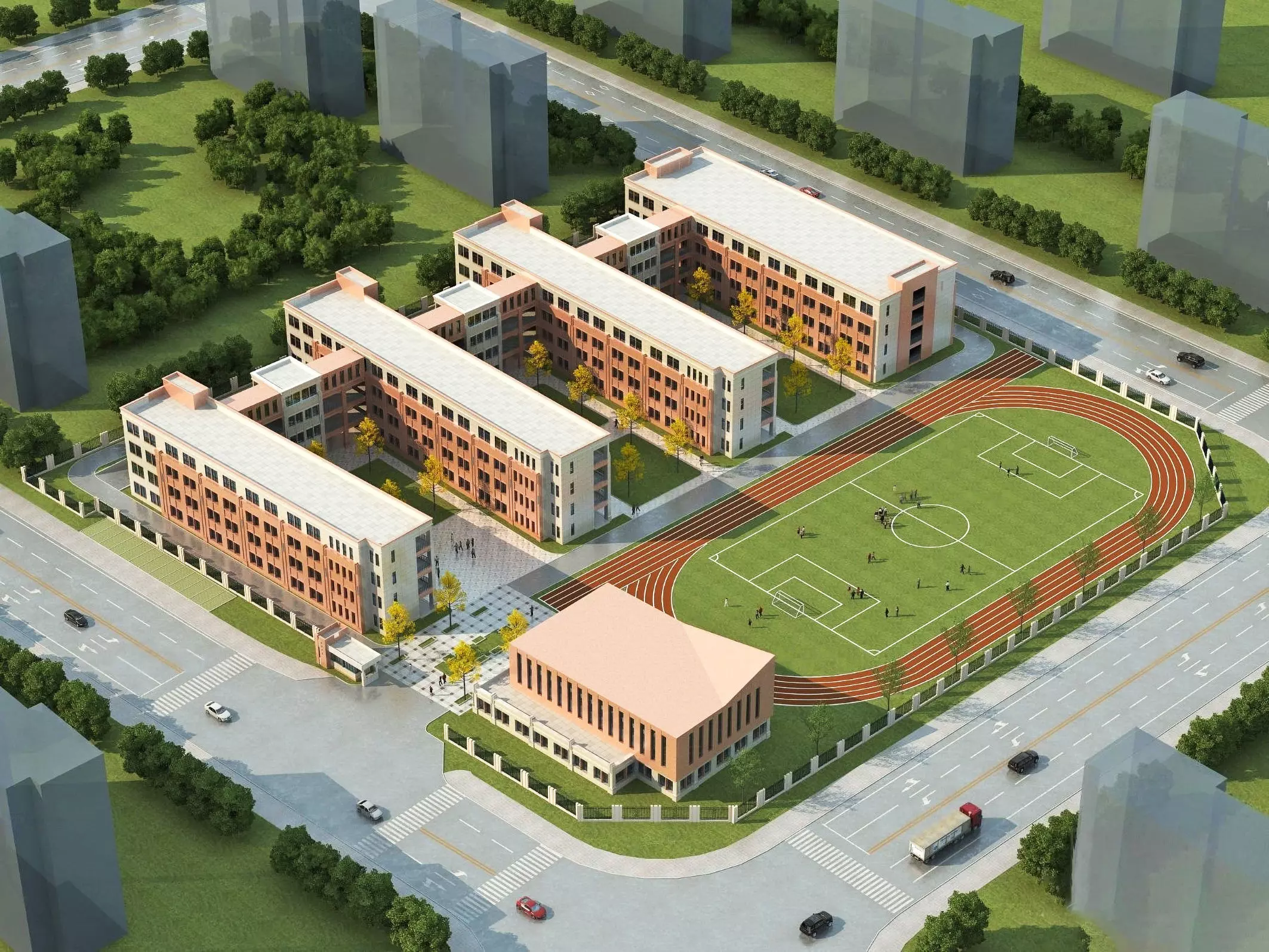 Modern School Campus Exterior 3D model