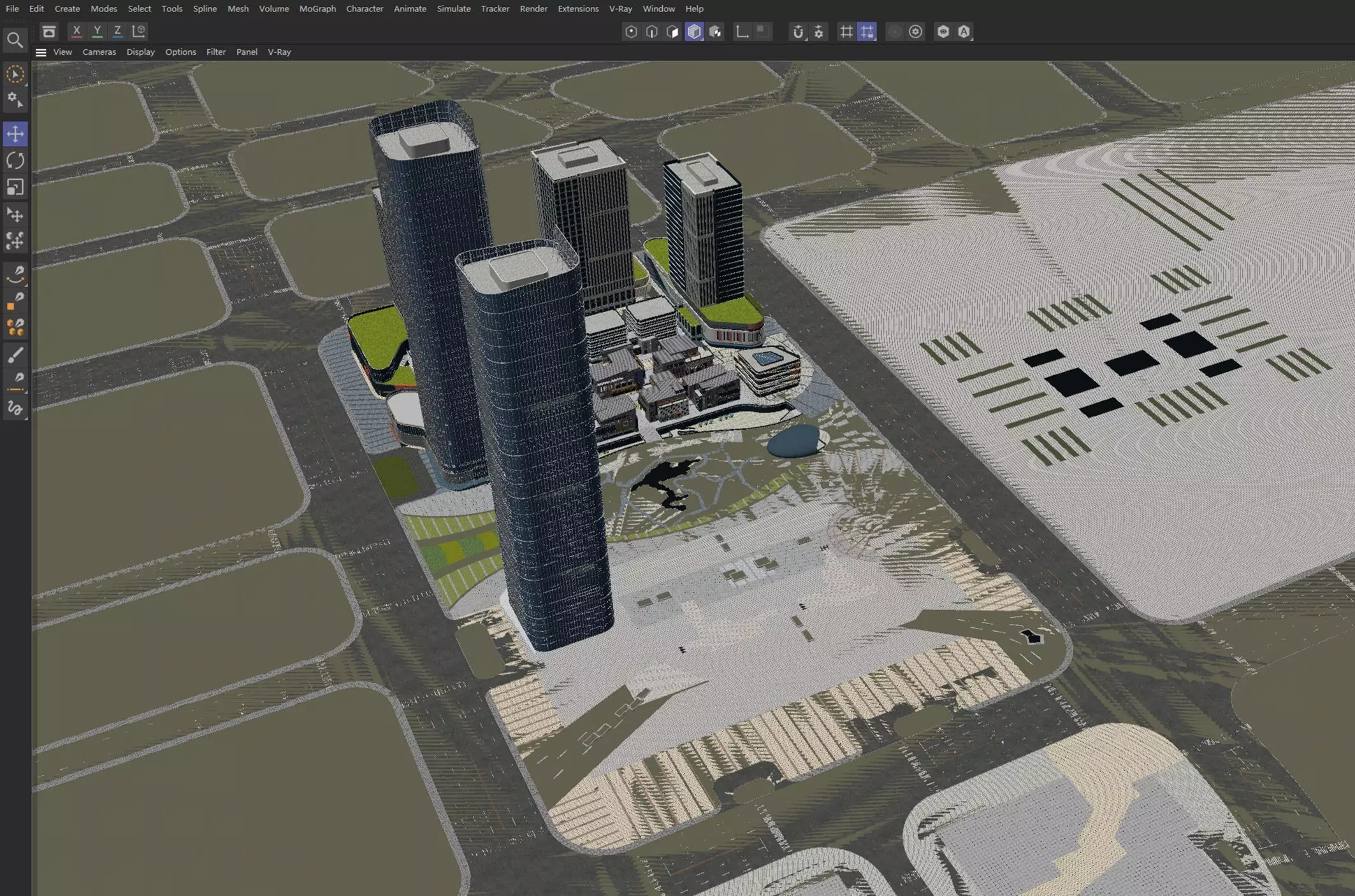 Modern Mixed-Use Commercial District 3D model_8