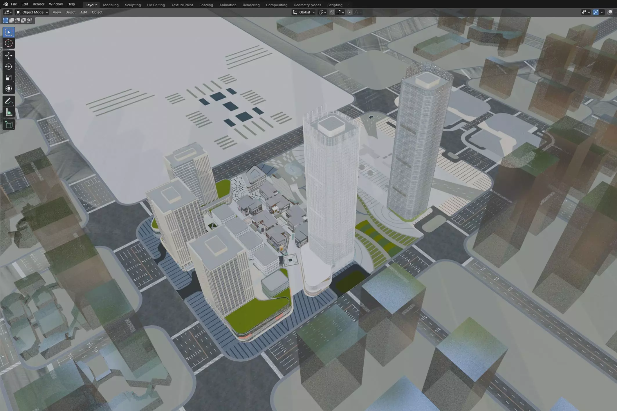 Modern Mixed-Use Commercial District 3D model_4