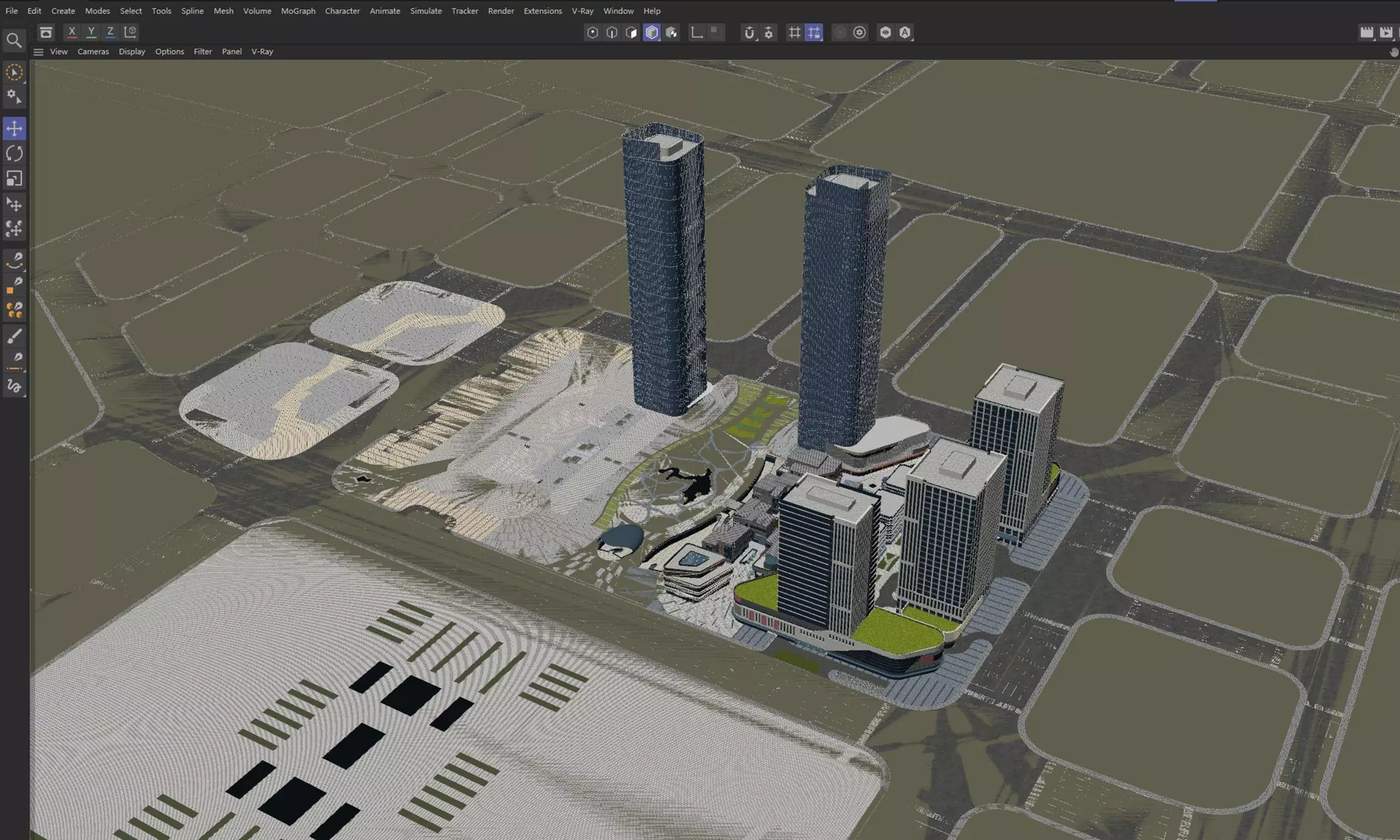Modern Mixed-Use Commercial District 3D model_9