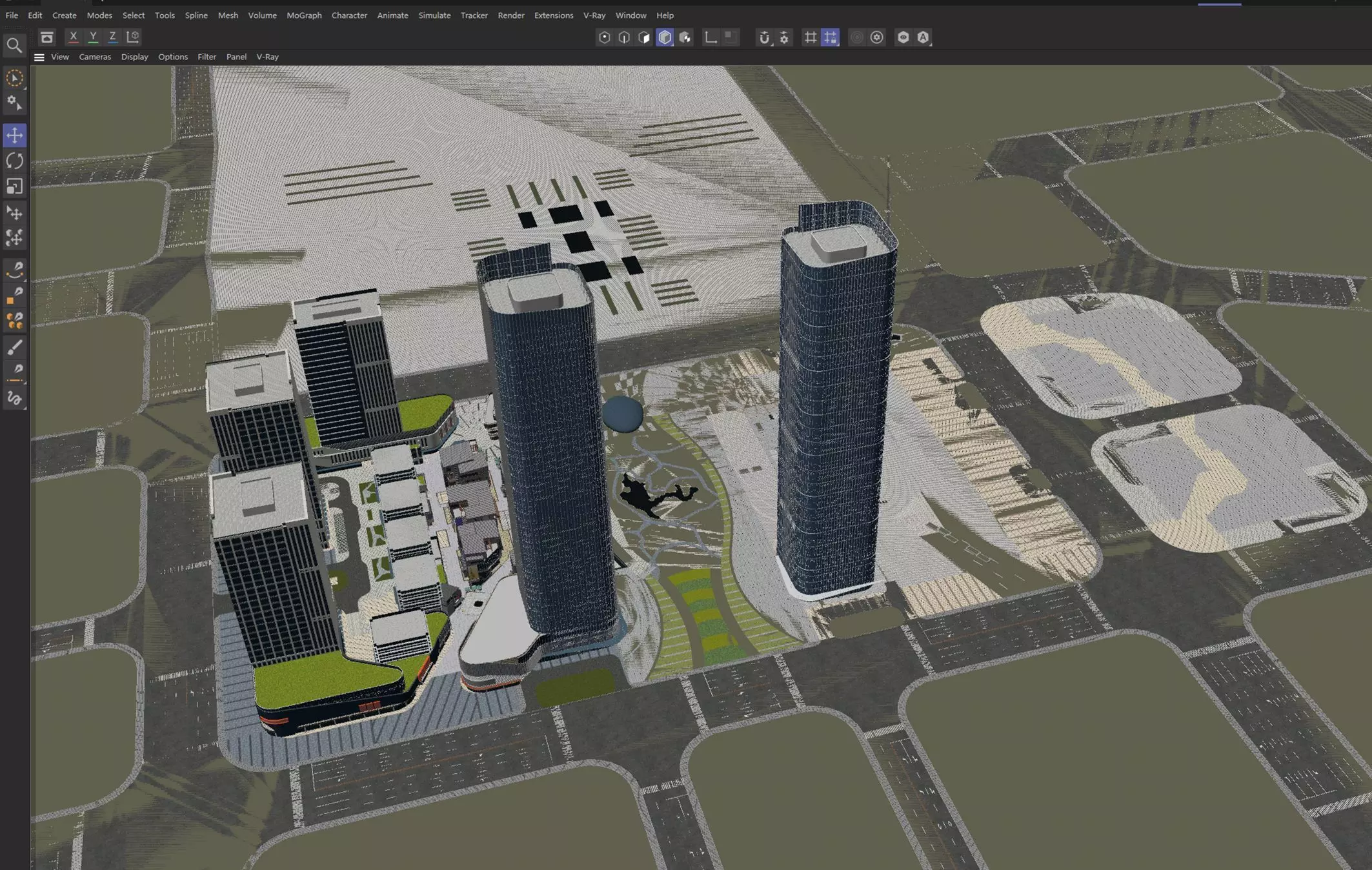 Modern Mixed-Use Commercial District 3D model_7