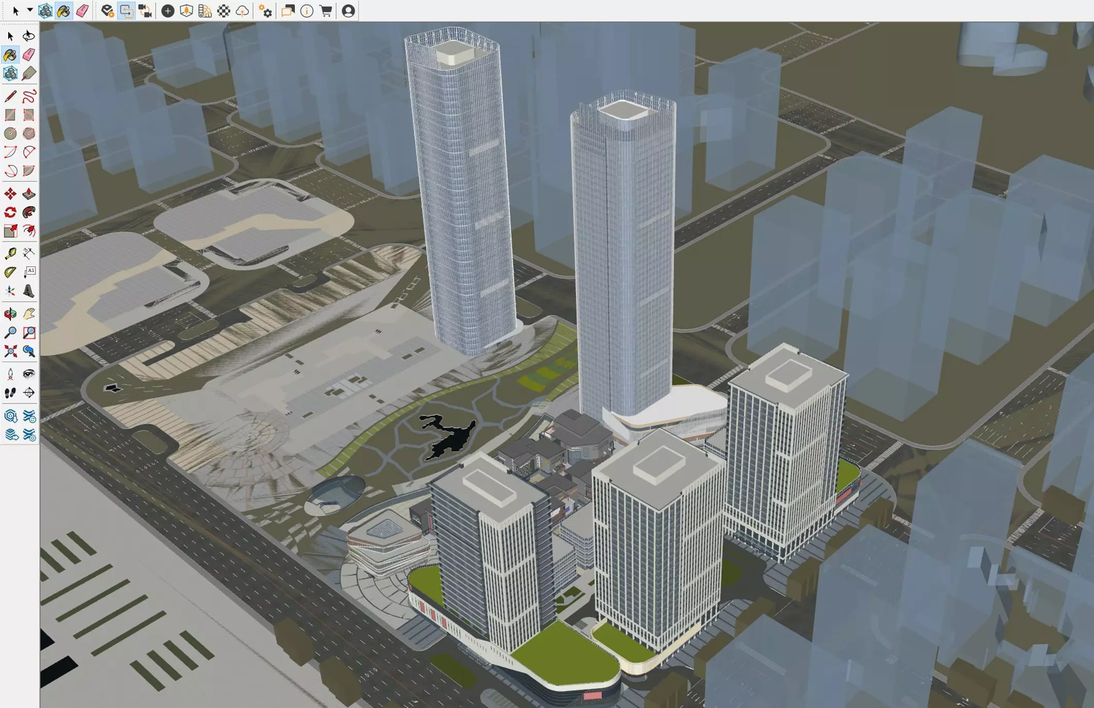Modern Mixed-Use Commercial District 3D model_10