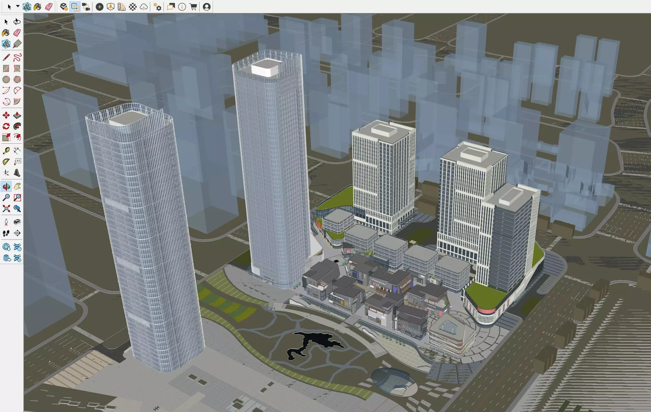 Modern Mixed-Use Commercial District 3D model_12