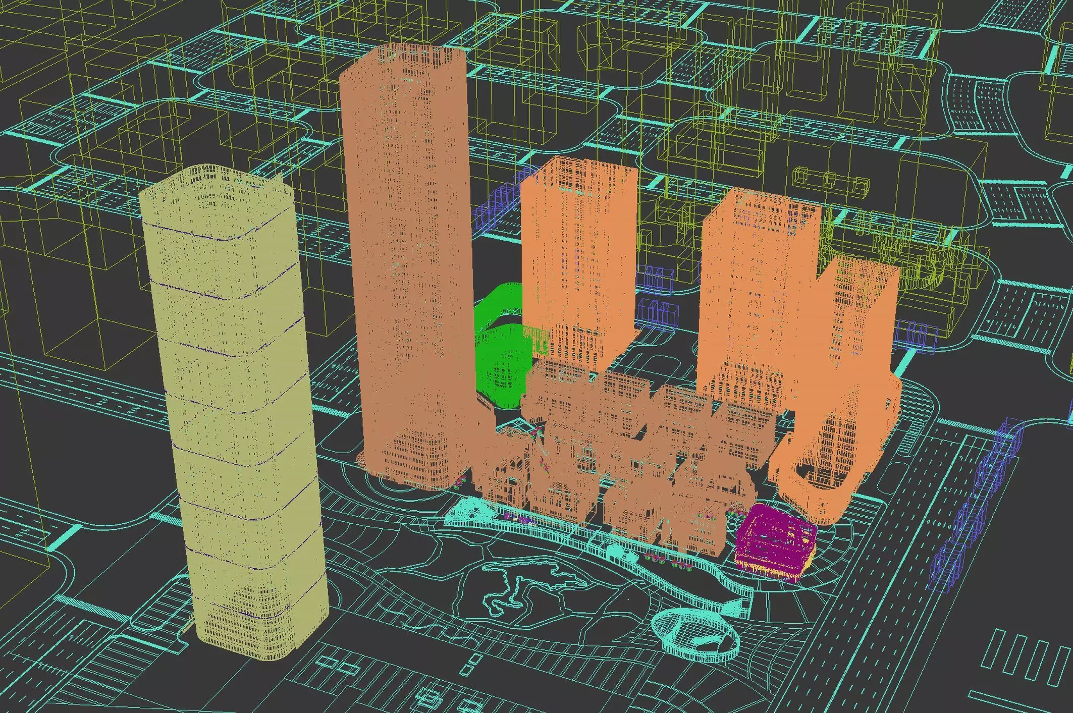 Modern Mixed-Use Commercial District 3D model_15