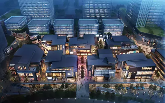 Modern Mixed-Use Commercial District