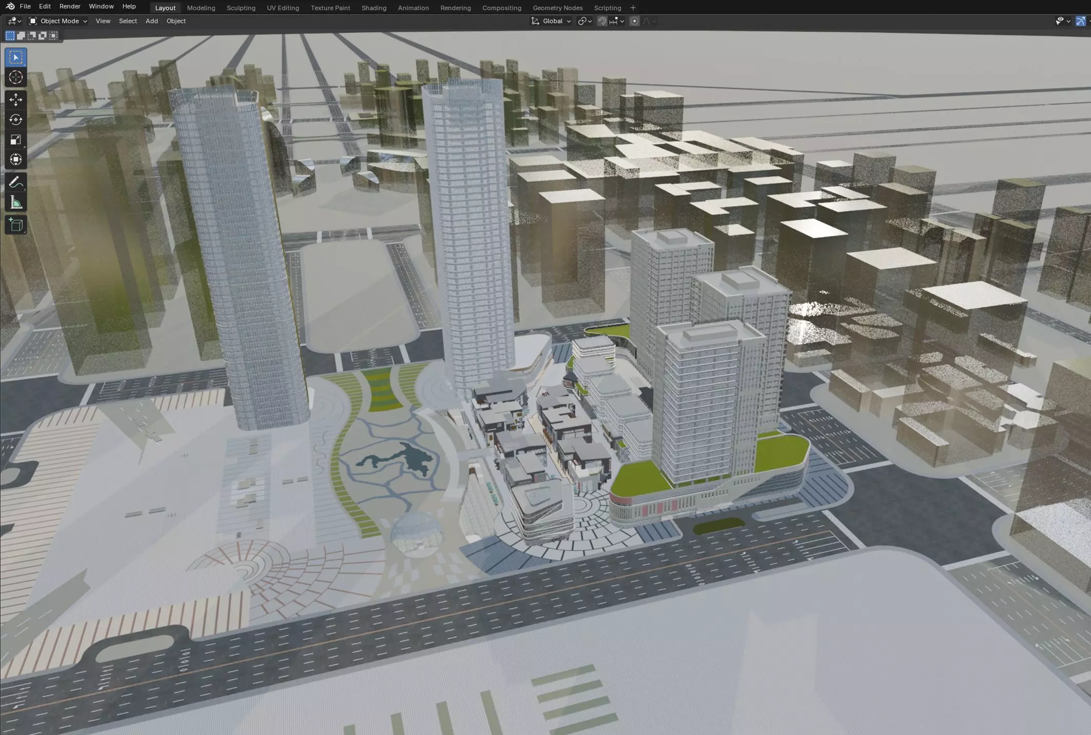 Modern Mixed-Use Commercial District 3D model_3