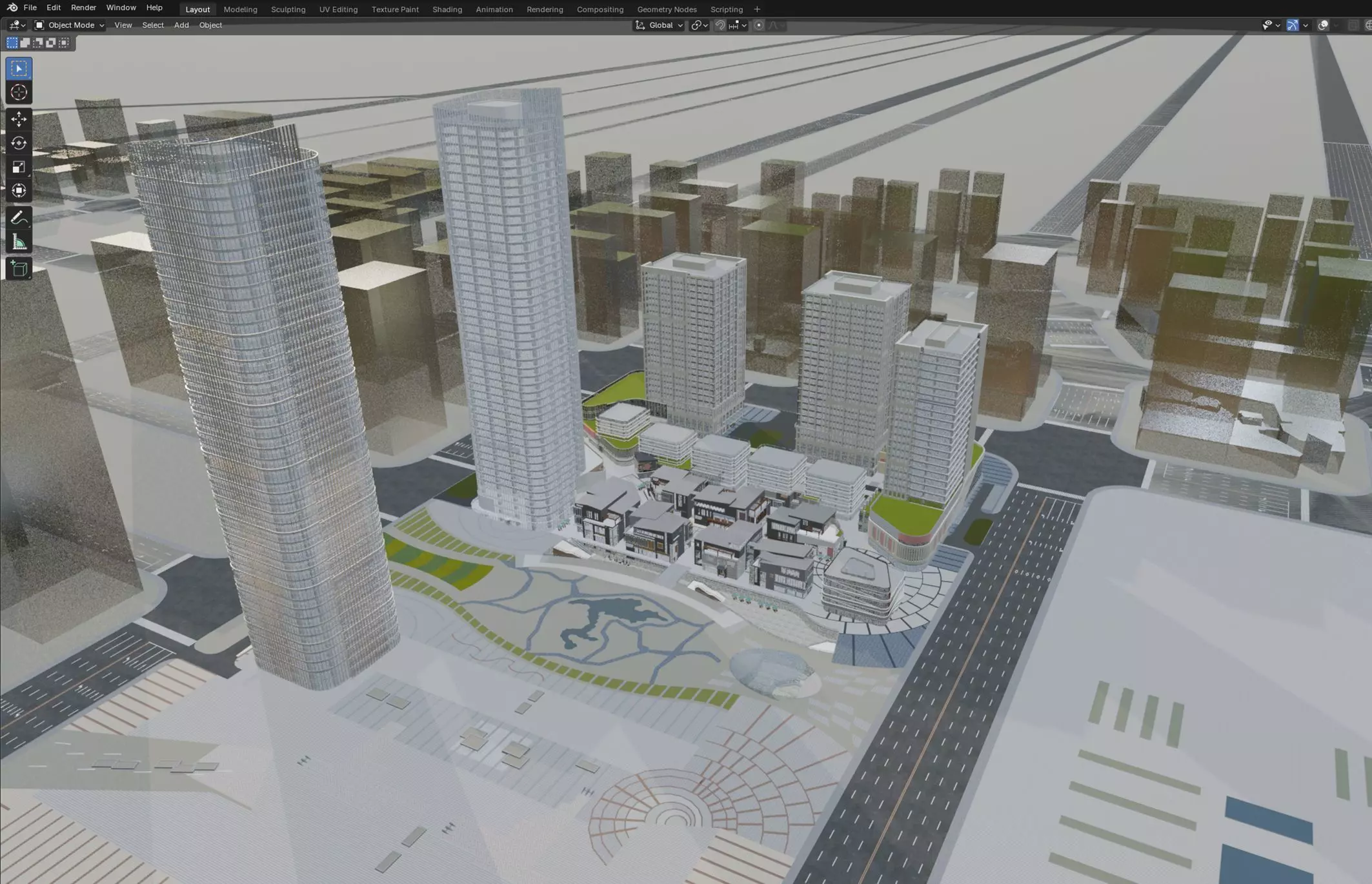 Modern Mixed-Use Commercial District 3D model_5