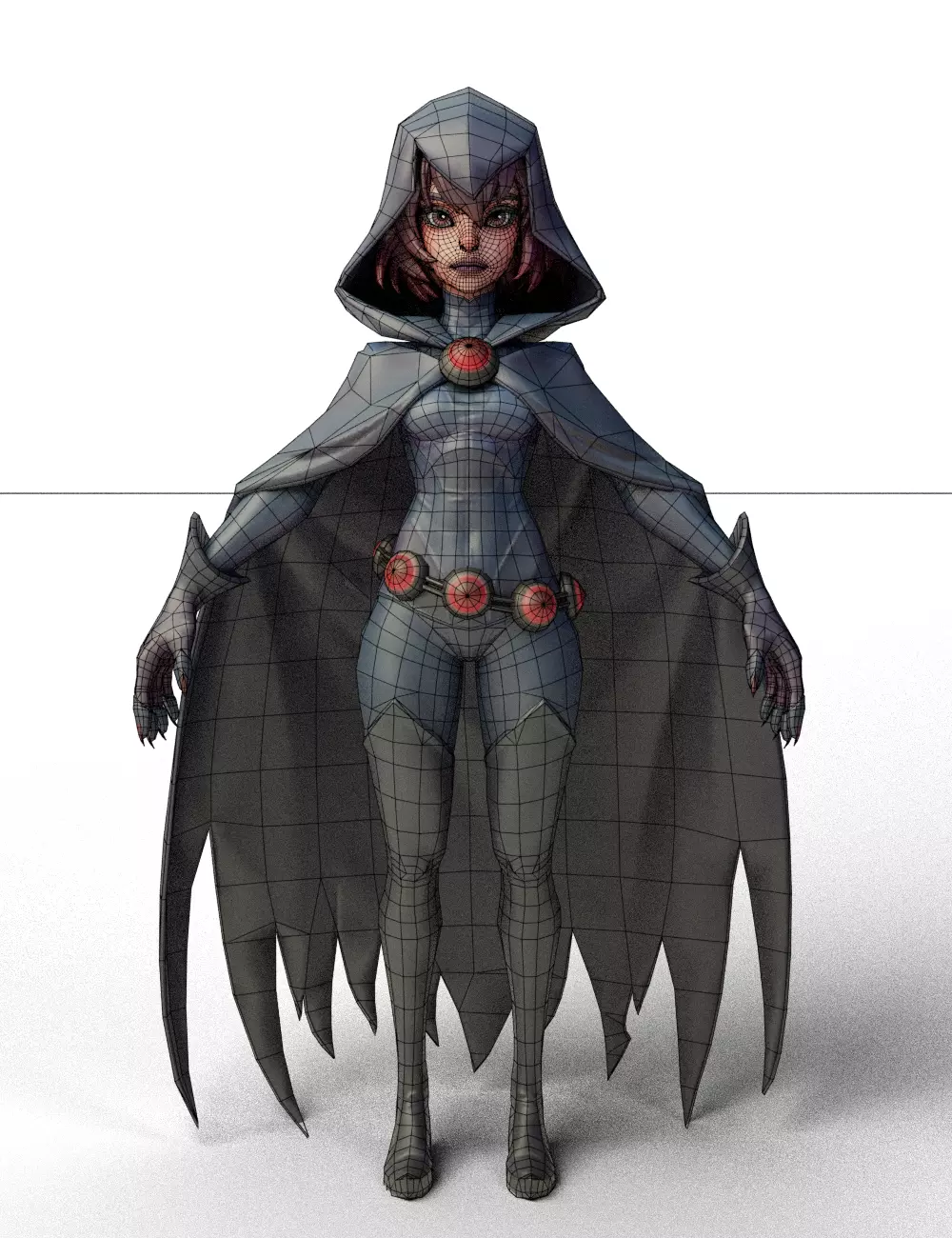 Stylized Dark Sorceress Girl 3D model_1