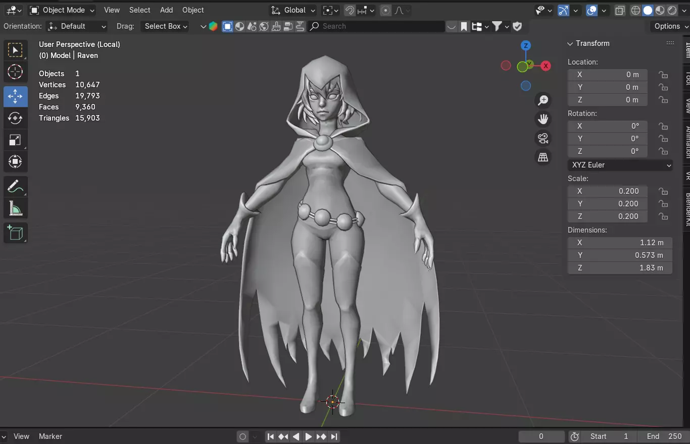 Stylized Dark Sorceress Girl 3D model_12