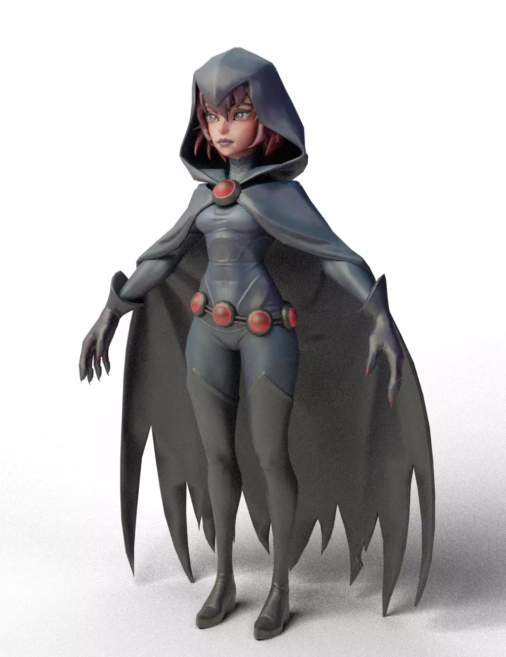 Stylized Dark Sorceress Girl 3D model_2