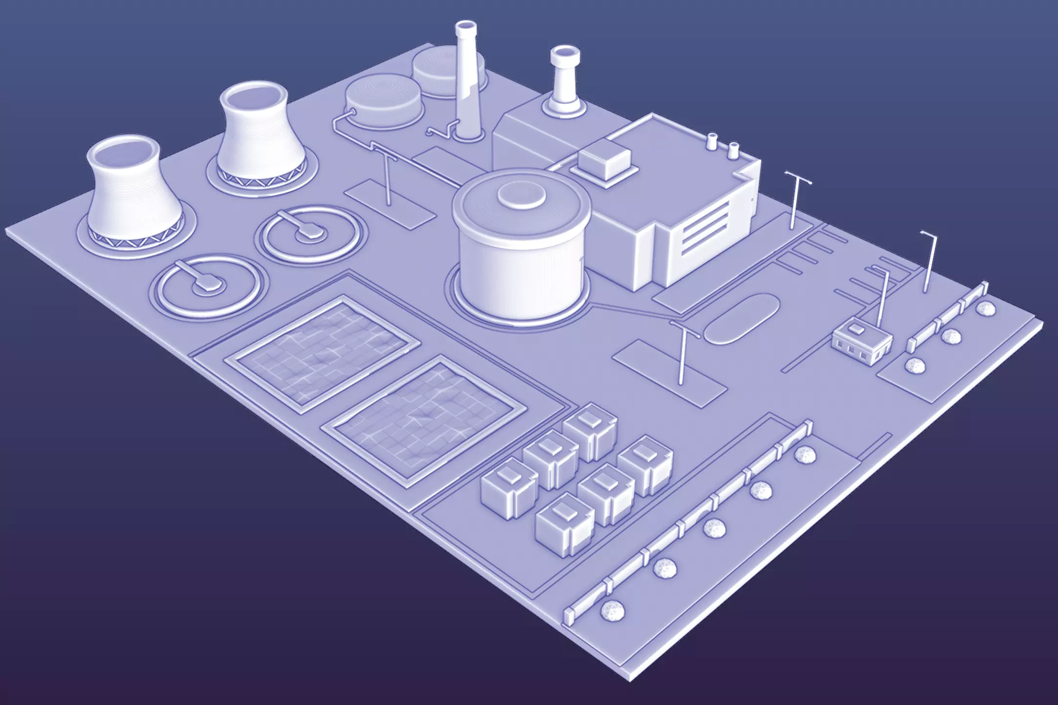 Low poly powerplant 3D model Low-poly 3D model_8