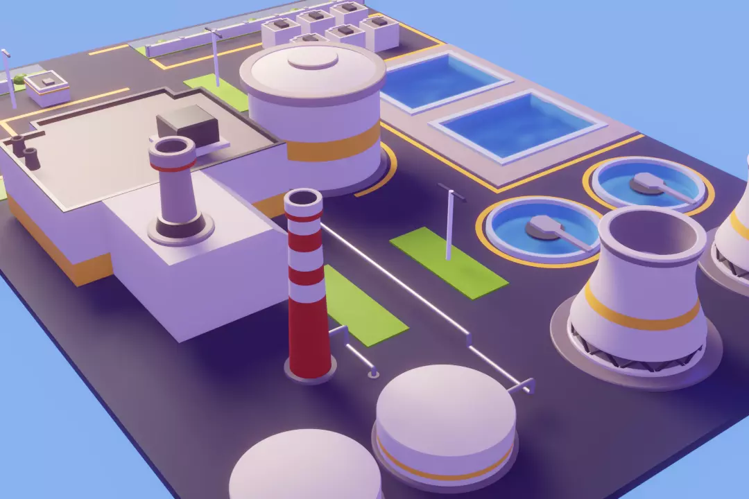 Low poly powerplant 3D model Low-poly 3D model_7