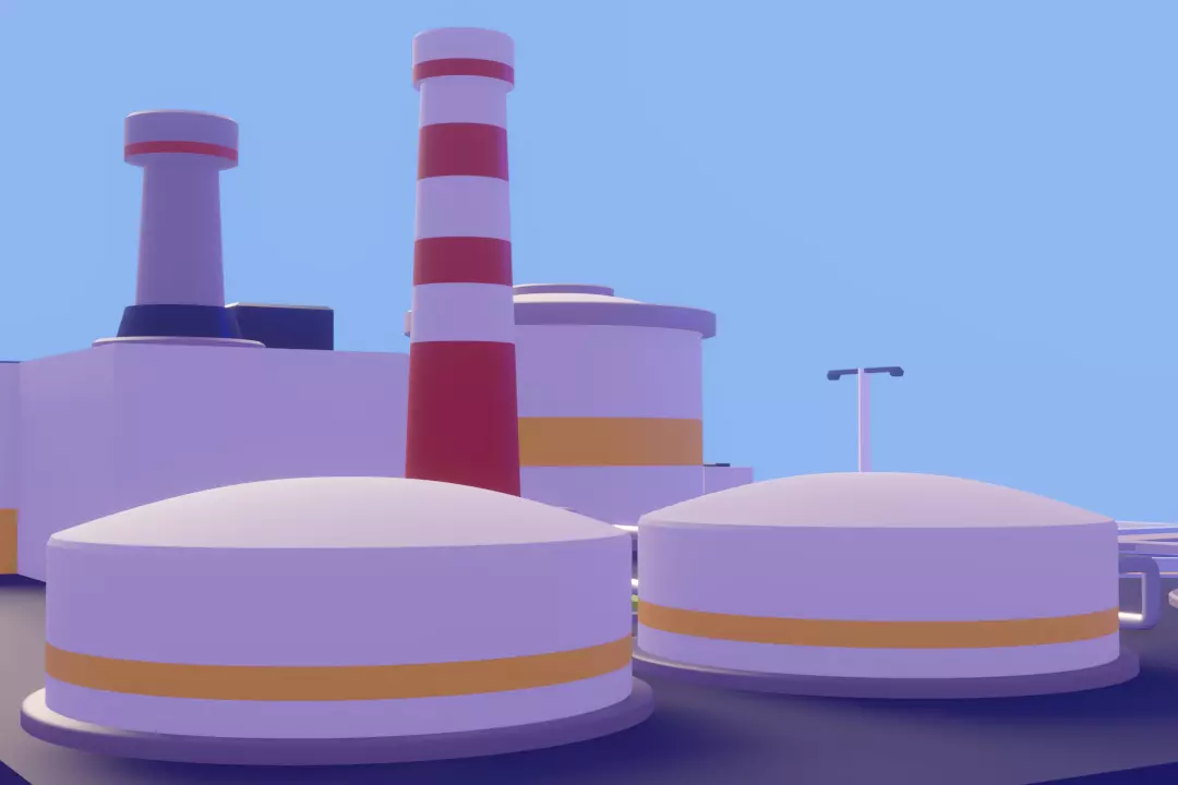 Low poly powerplant 3D model Low-poly 3D model_4