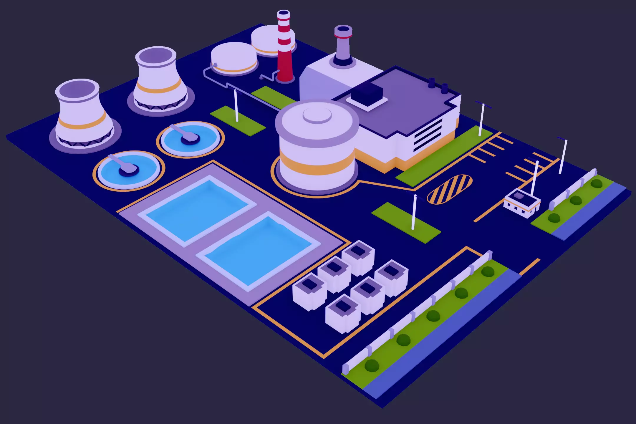 Low poly powerplant 3D model Low-poly 3D model_10