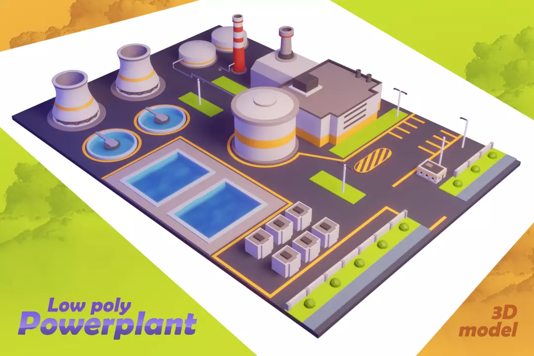 Low poly powerplant 3D model Low-poly 3D model_0