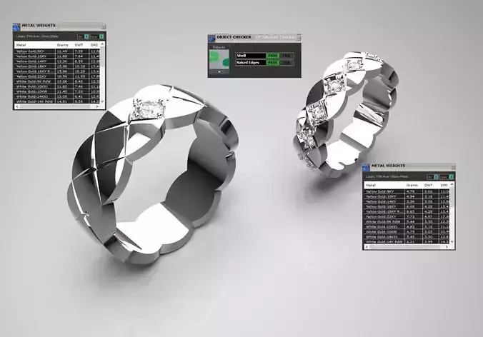 Wedding Bands Set STL 3D jewelry gold model cr0023