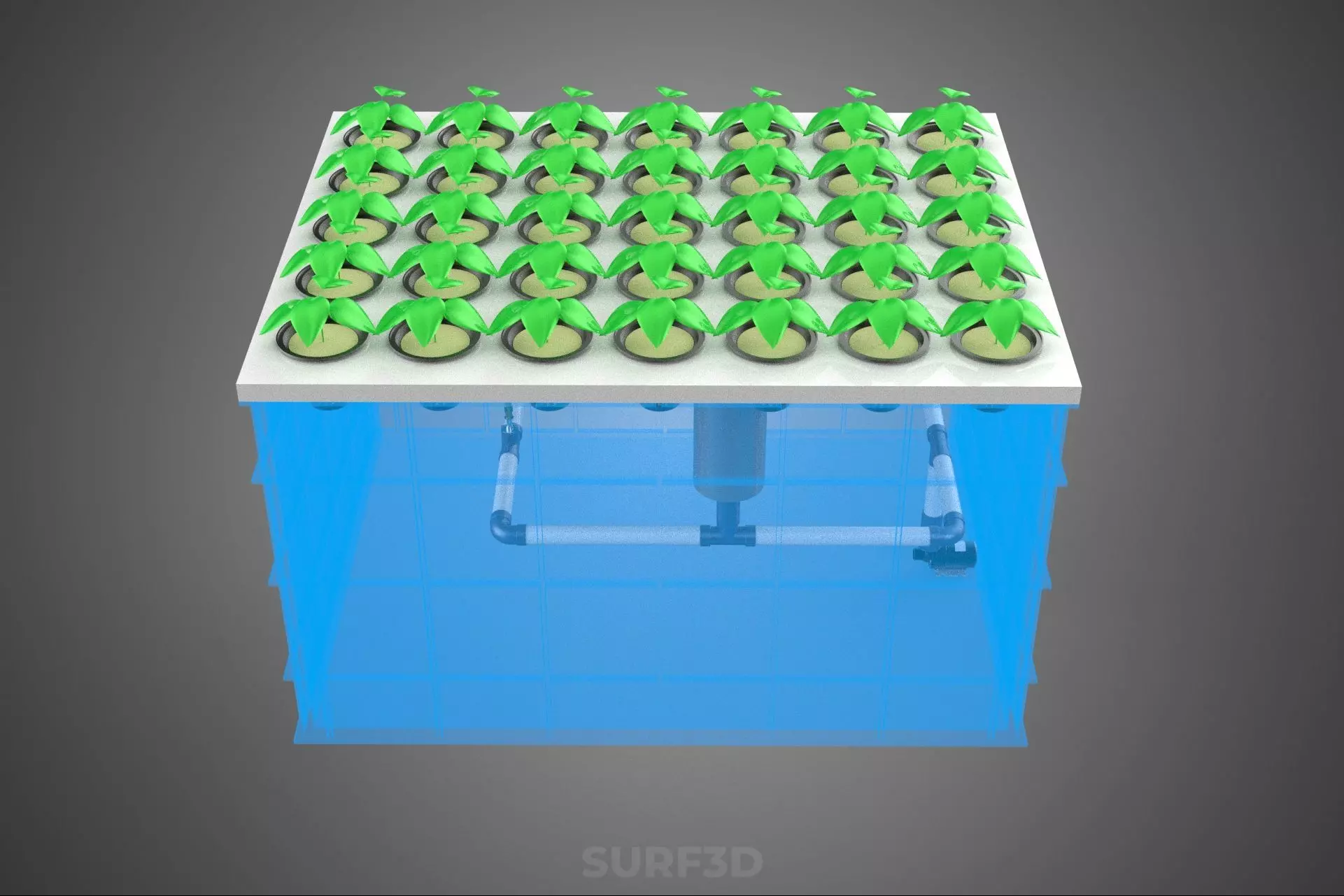 AEROPONICS BOX GRID SEEDLING PLANT ROOT TRAY CULTIVATION GARDEN 3D model_6