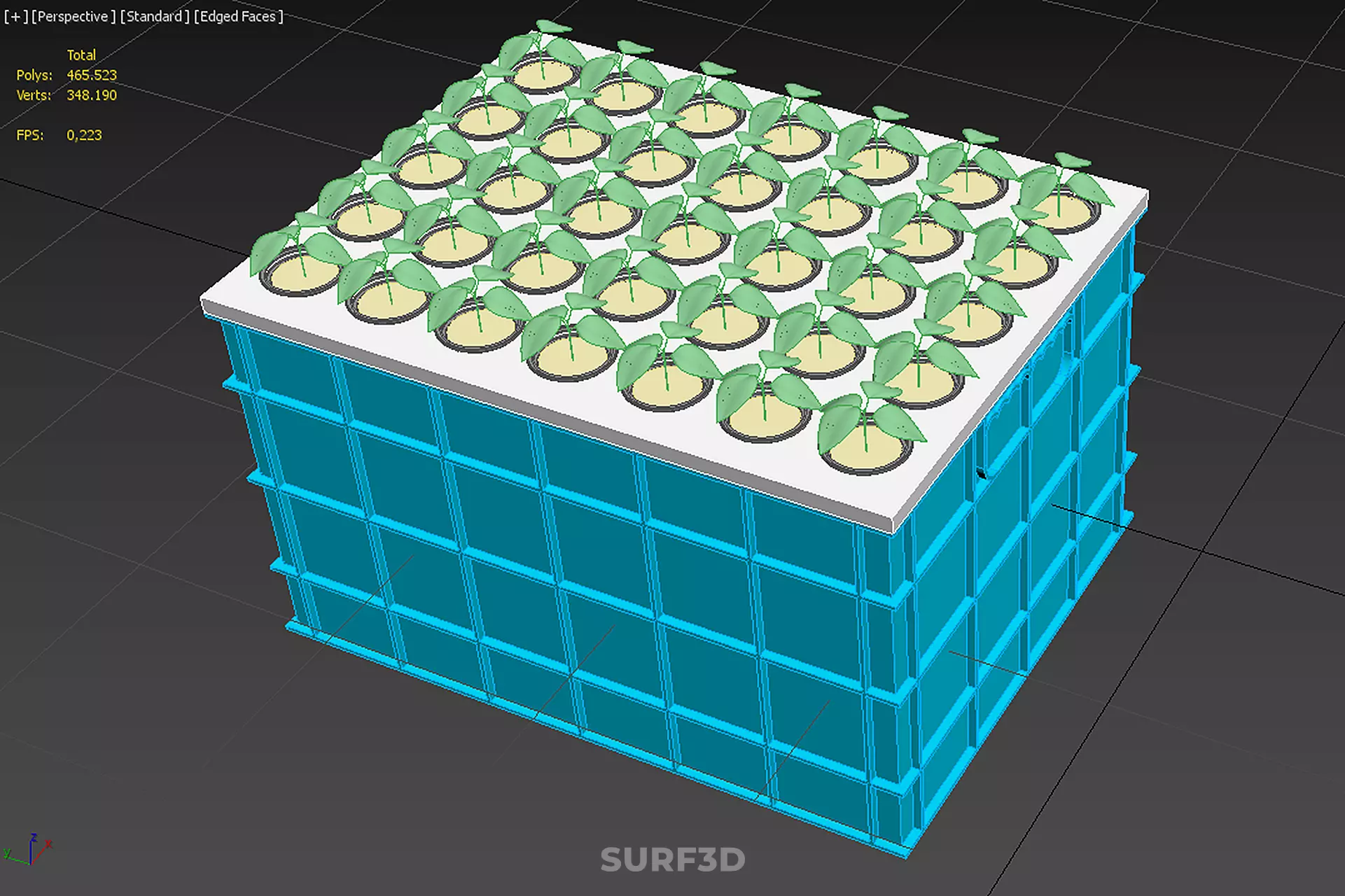 AEROPONICS BOX GRID SEEDLING PLANT ROOT TRAY CULTIVATION GARDEN 3D model_27