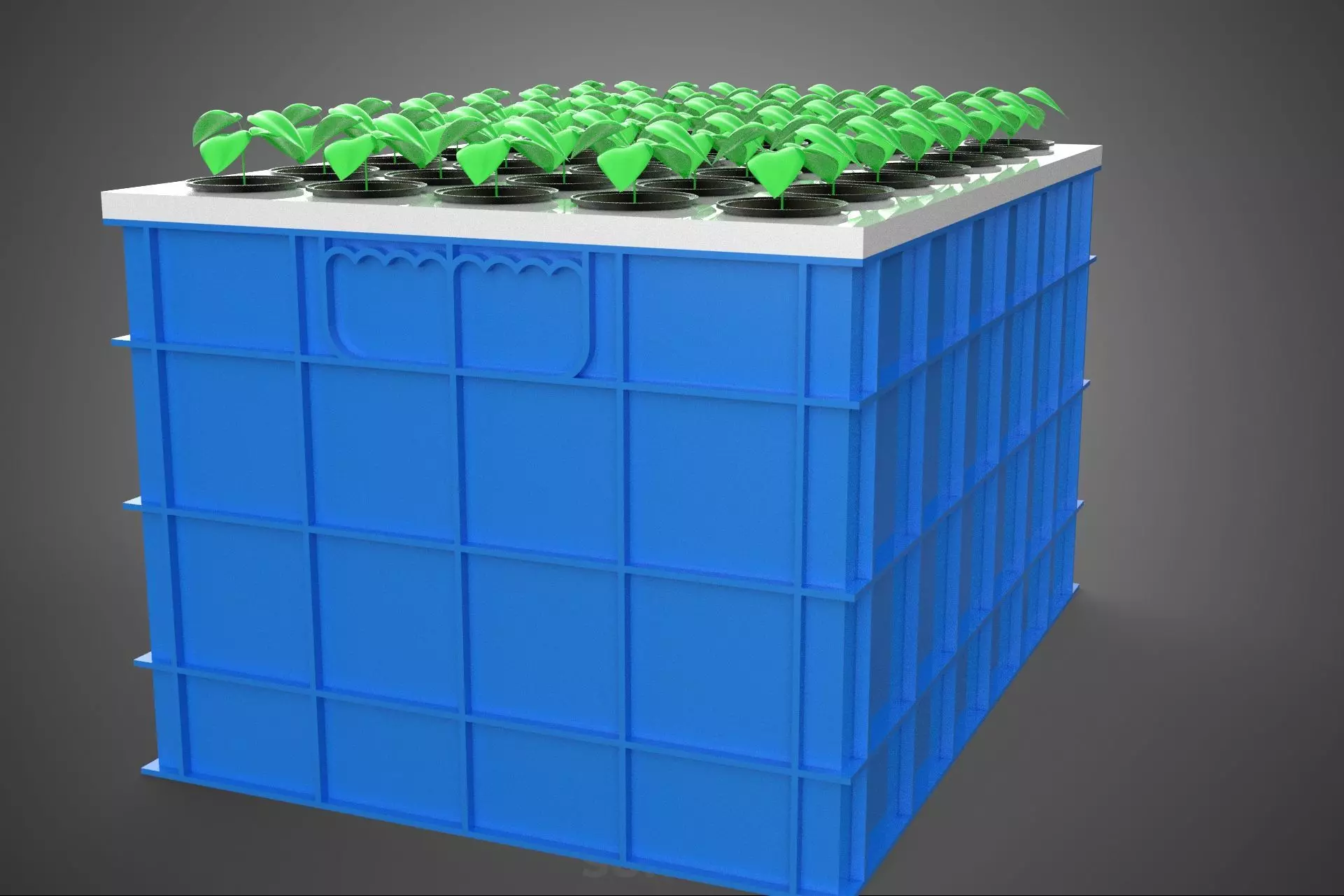 AEROPONICS BOX GRID SEEDLING PLANT ROOT TRAY CULTIVATION GARDEN 3D model_25