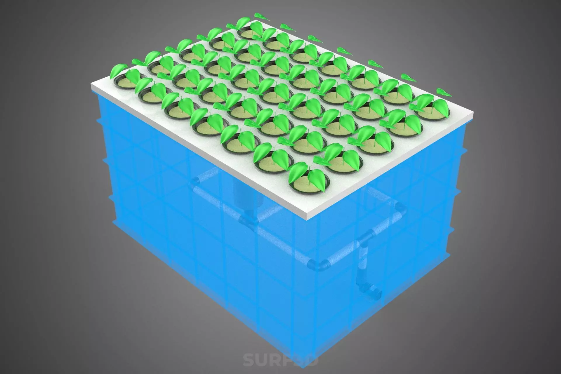 AEROPONICS BOX GRID SEEDLING PLANT ROOT TRAY CULTIVATION GARDEN 3D model_9